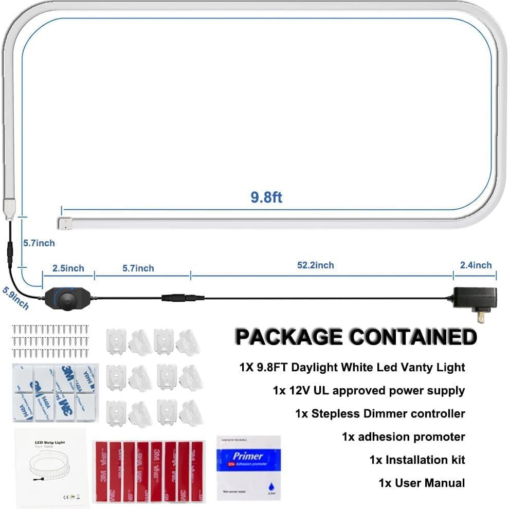 Luces de Cuerda LED RYGD 10FT Blanca para Espejo y Vanity