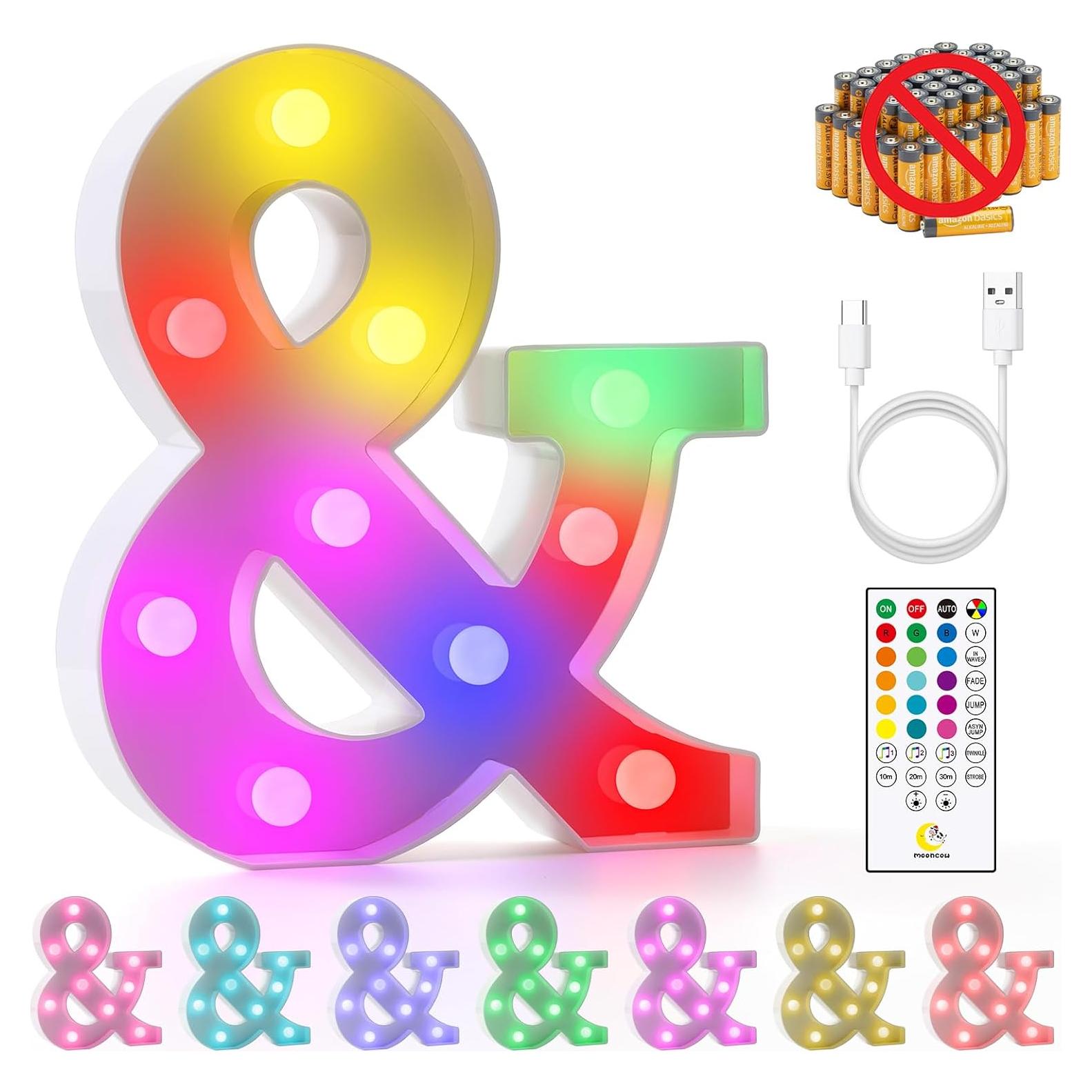 Letras Iluminadas Recargables Mooncow con Control Remoto