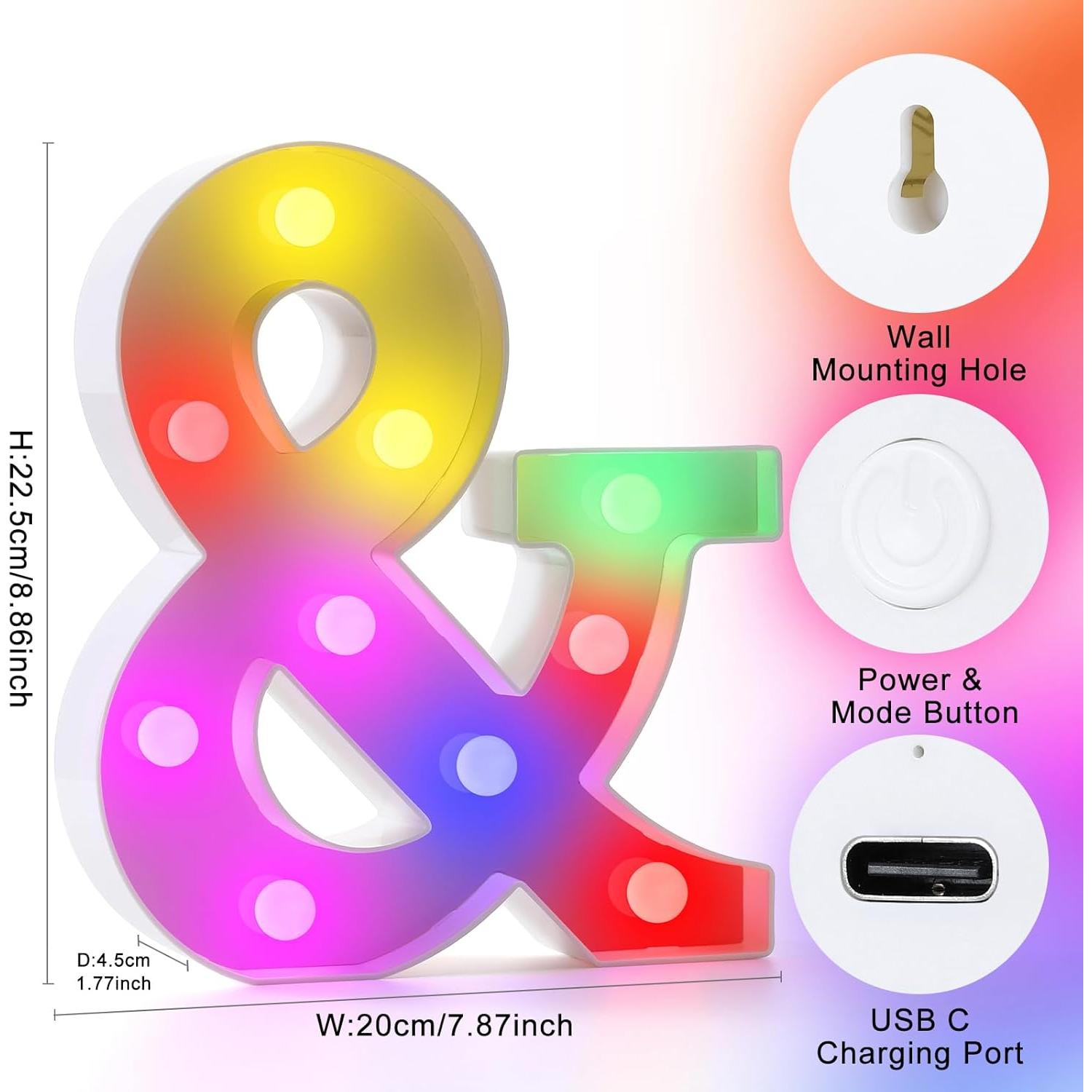 Letras Iluminadas Recargables Mooncow con Control Remoto
