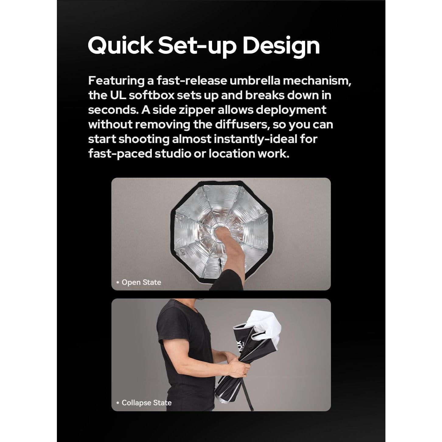 Godox Softbox UL-BOX-30x45cm con Montura Bowens y Difusores