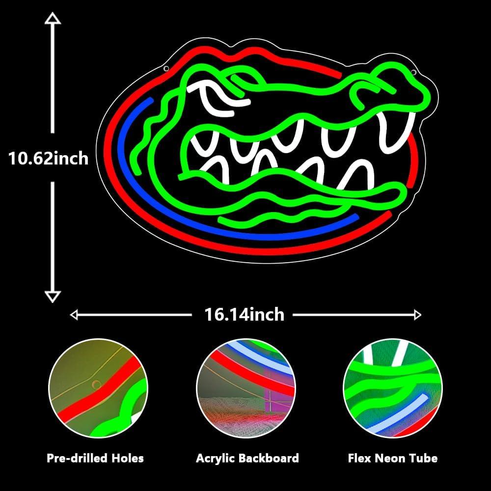 Letrero de neón LED PILOYINDE Gators 43.7x33.7cm Decoración