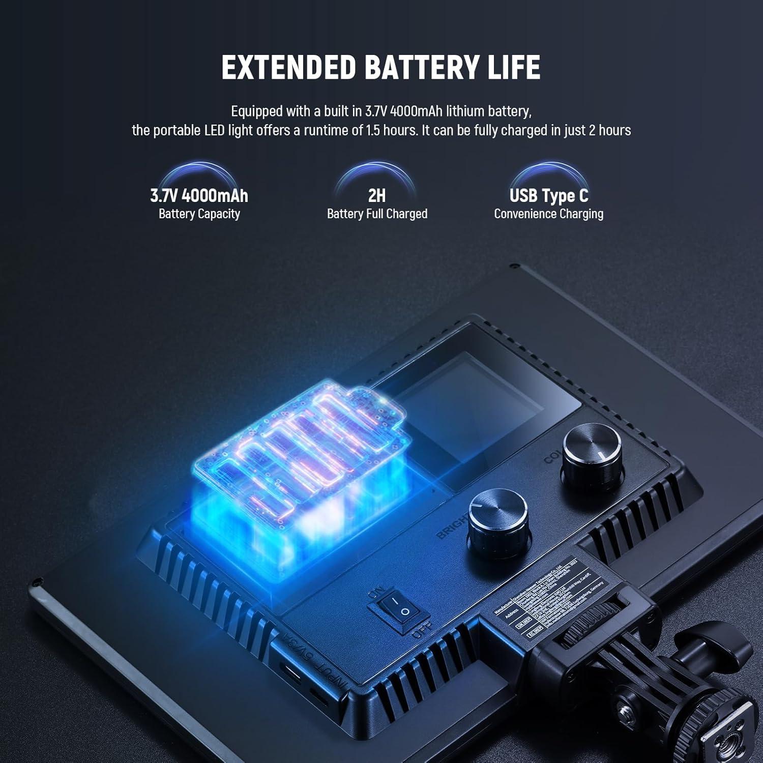 Panel de Luz LED Neewer 9" Dimmable 4000mAh 3200K-5600K