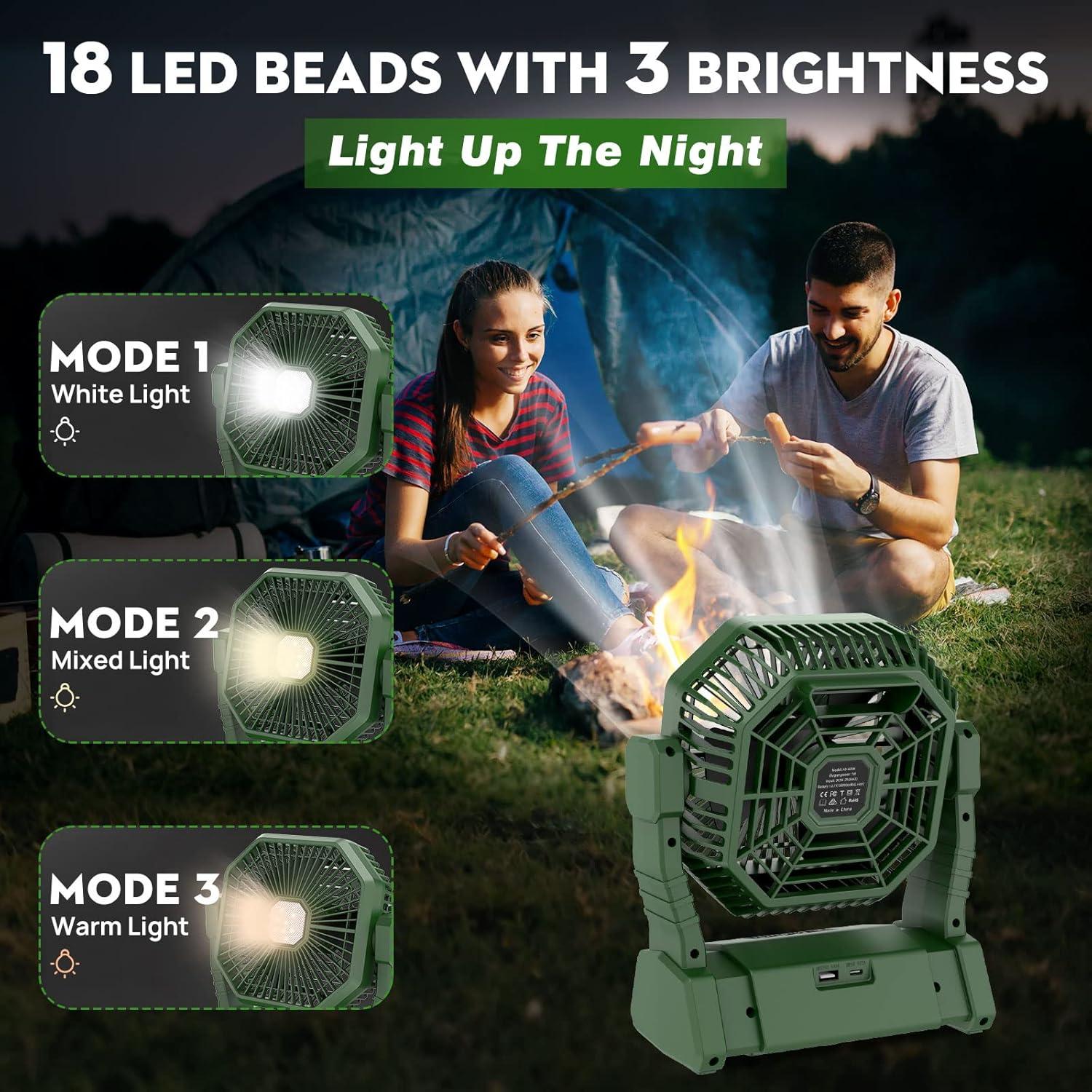 Ventilador de Camping Multper 10000mAh con Linterna LED y Control Remoto