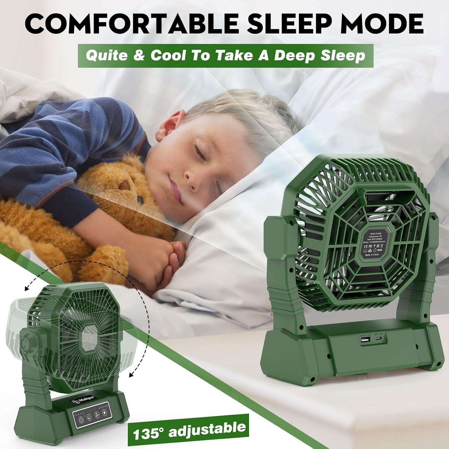 Ventilador de Camping Multper 10000mAh con Linterna LED y Control Remoto