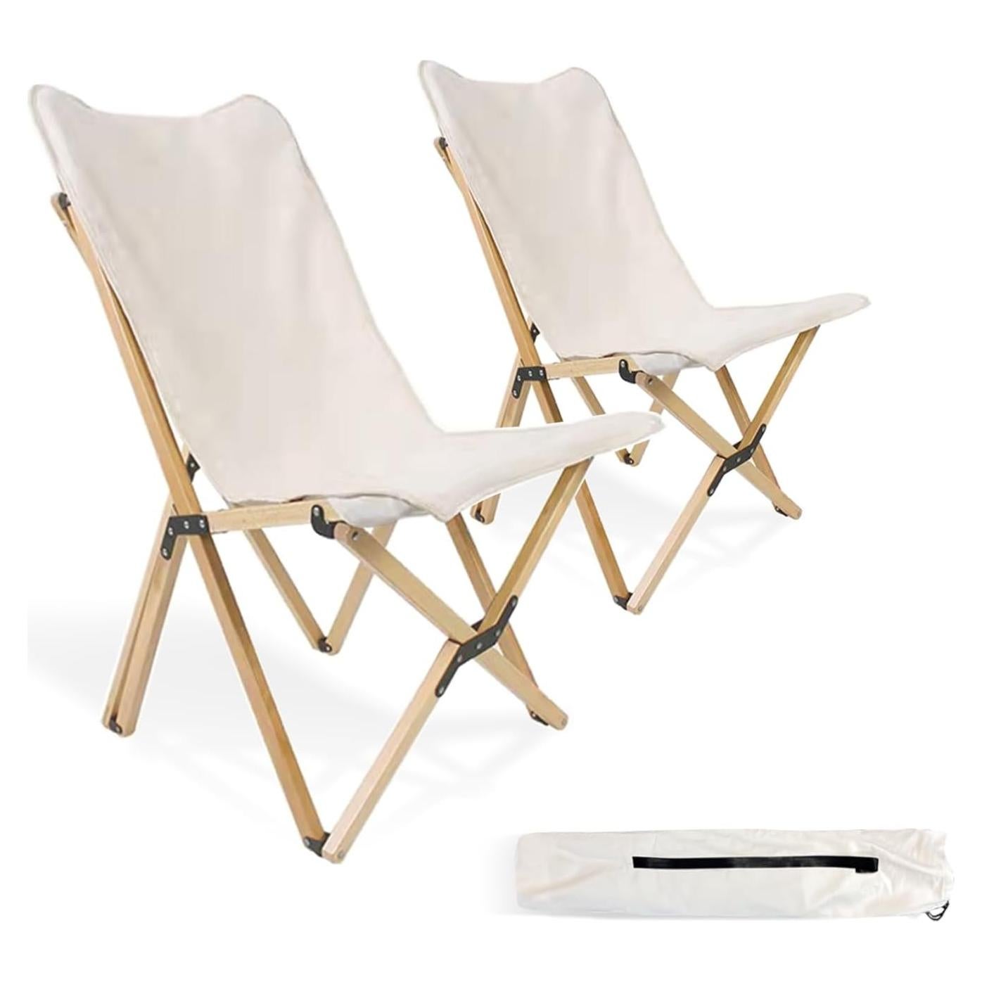 Paquete de 2 Sillas de Camping Plegables Bathonly Beige