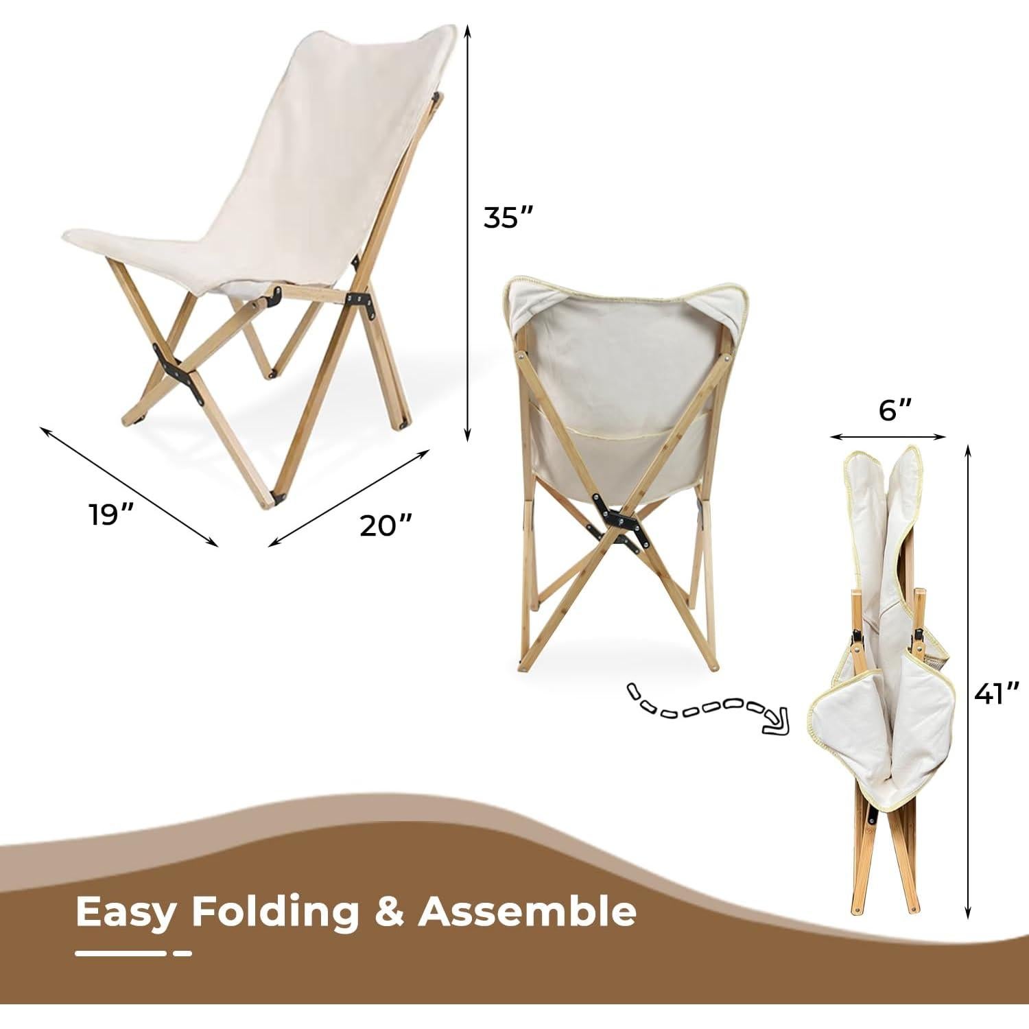 Paquete de 2 Sillas de Camping Plegables Bathonly Beige