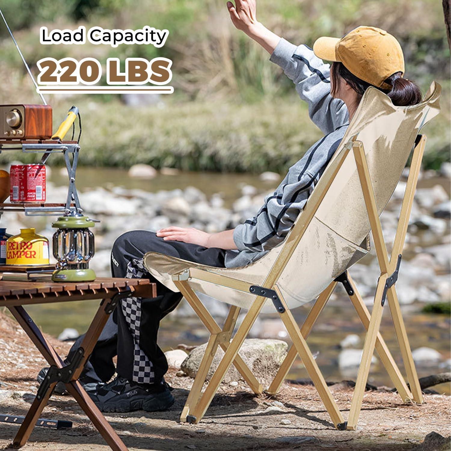 Paquete de 2 Sillas de Camping Plegables Bathonly Beige