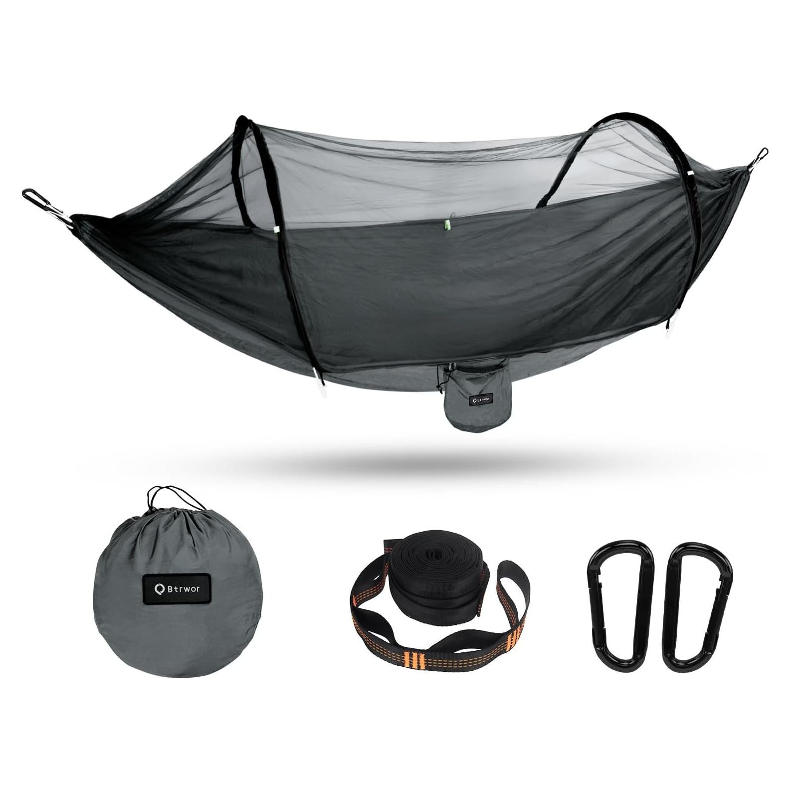 Hammock with Mosquito Net - Lightweight, Portable, 1 Person Hammock - for Camping, Hiking, Backpacking, Travel, a Festival, or The Beach