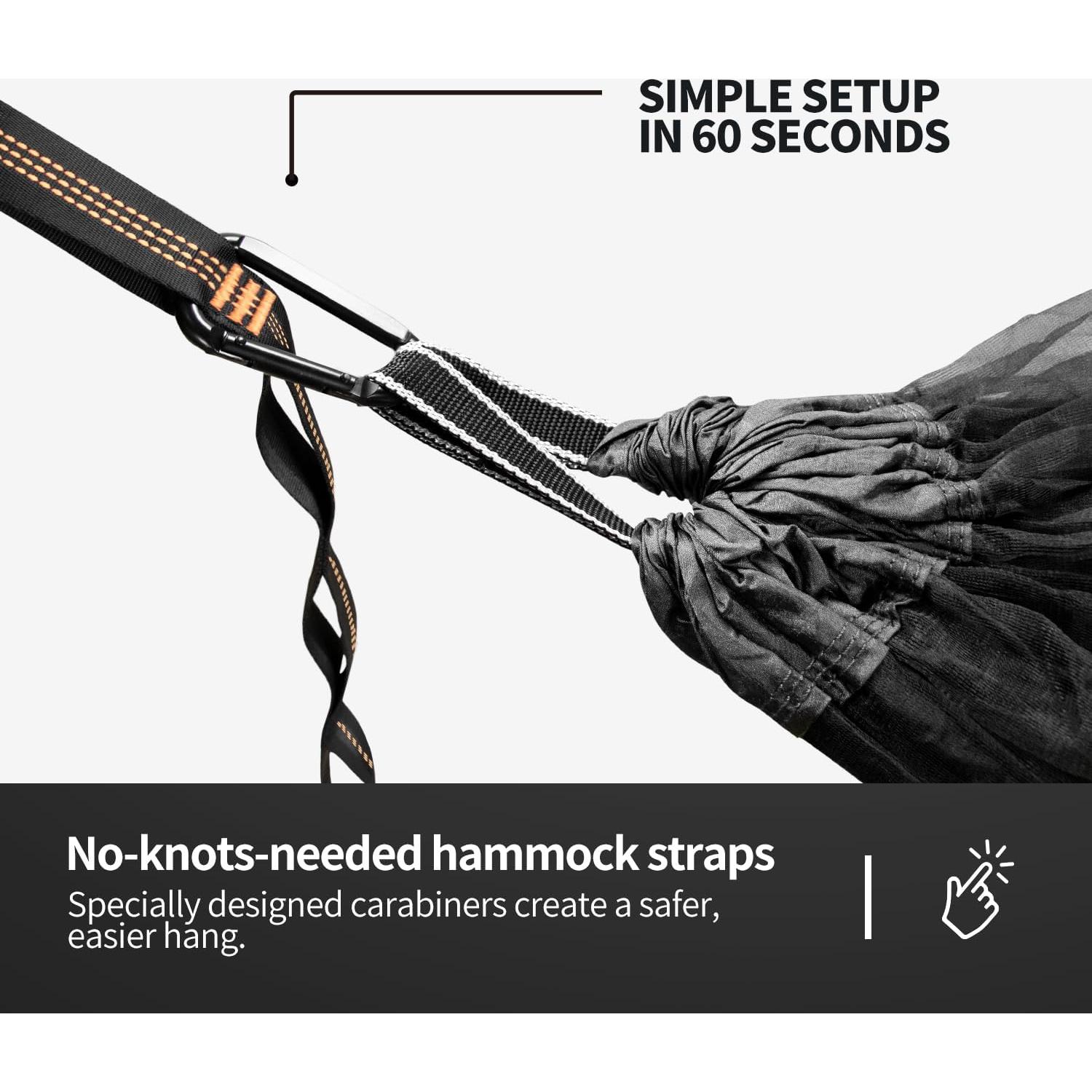 Hammock with Mosquito Net - Lightweight, Portable, 1 Person Hammock - for Camping, Hiking, Backpacking, Travel, a Festival, or The Beach
