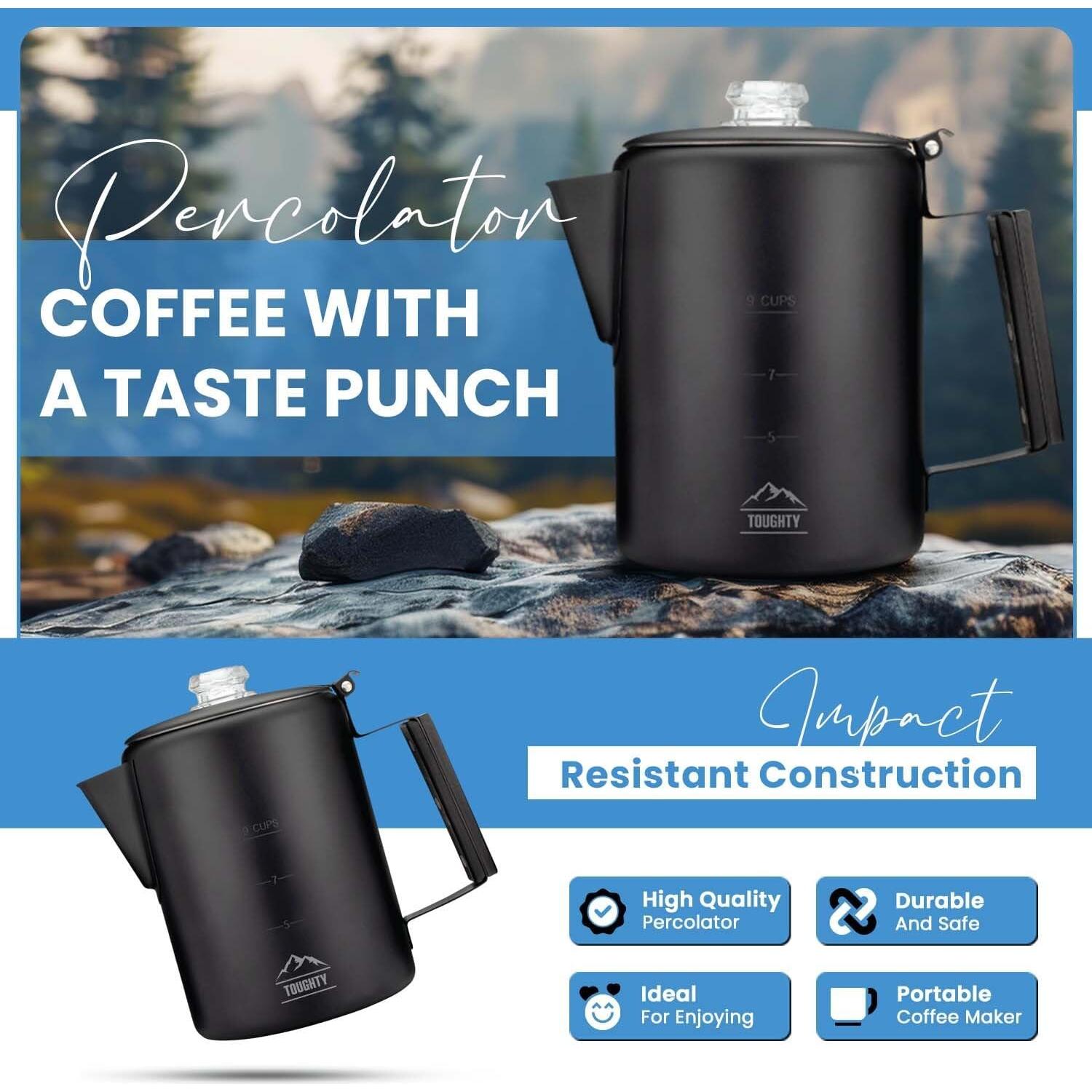 Percolador de Café Toughty Yosemite 9 Tazas Acero Inoxidable