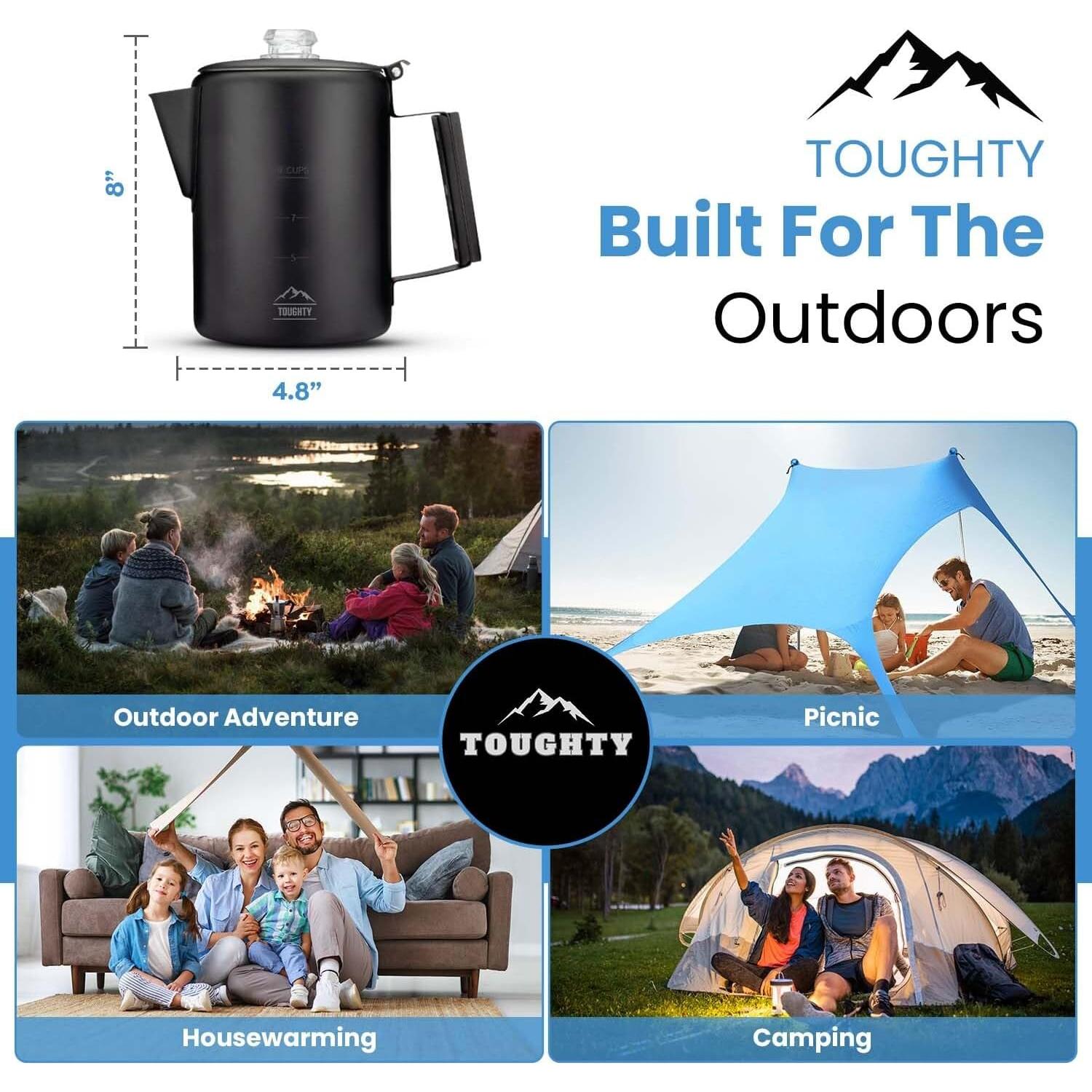 Percolador de Café Toughty Yosemite 9 Tazas Acero Inoxidable