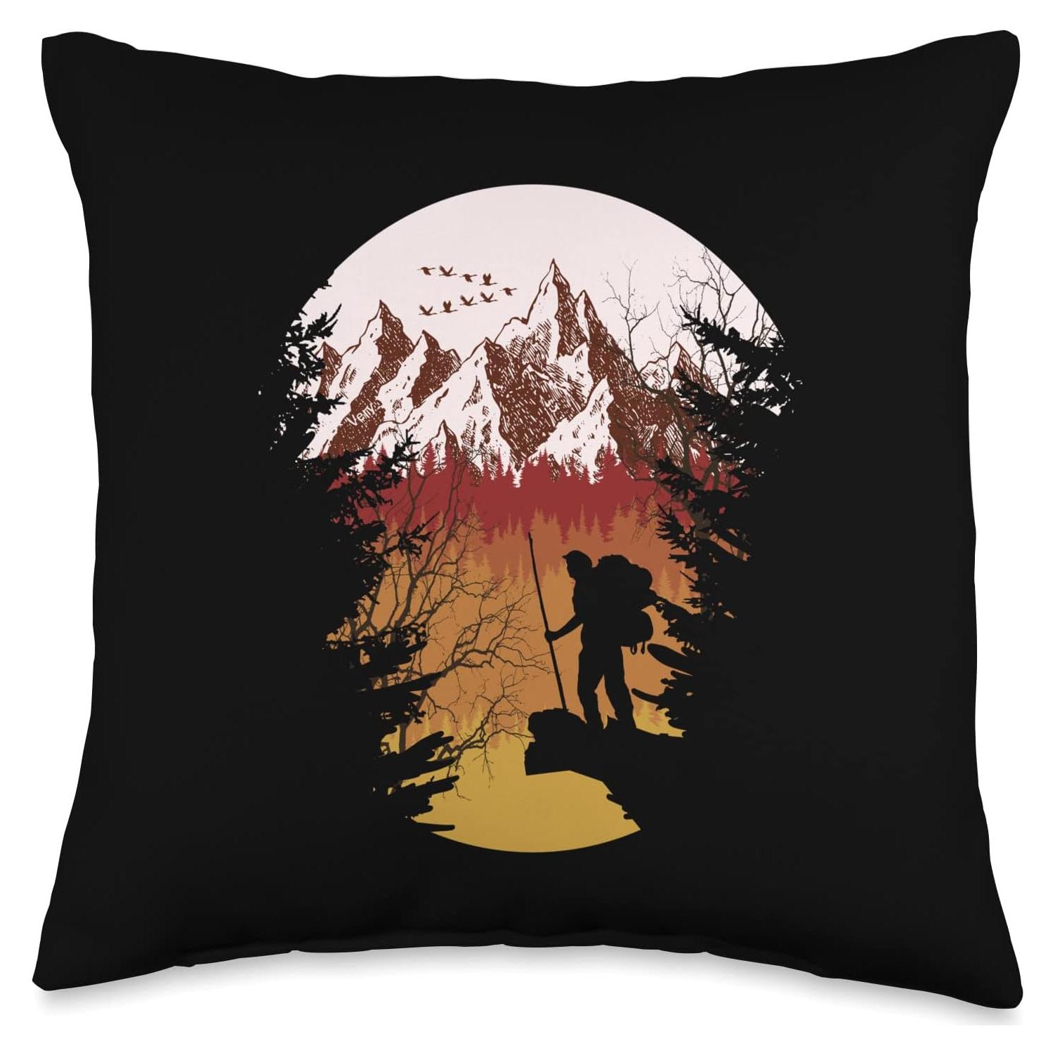 Cojín Retro de Montañas Camping 40x40 cm Conjunto Trekkeros