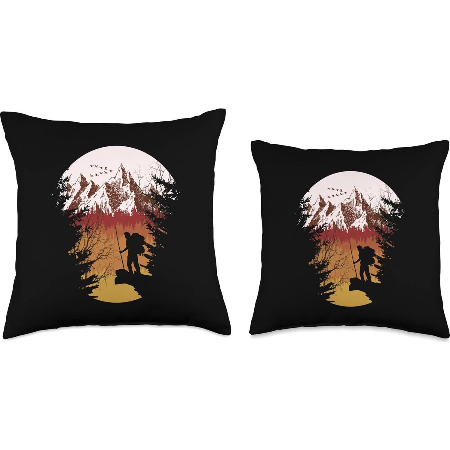 Cojín Retro de Montañas Camping 40x40 cm Conjunto Trekkeros