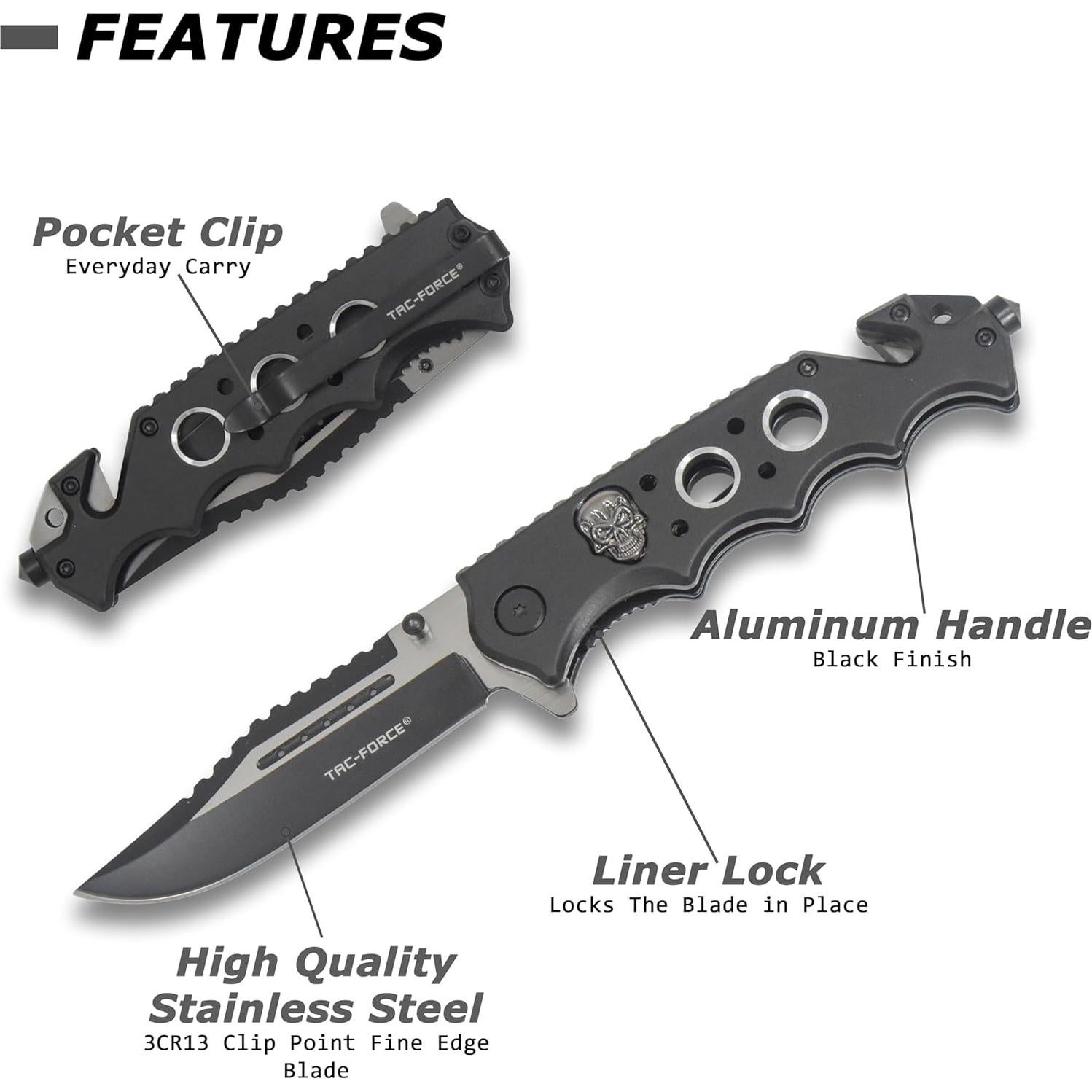 Cuchillo Plegable Tac-Force TF-809BK Acero Inoxidable Táctico