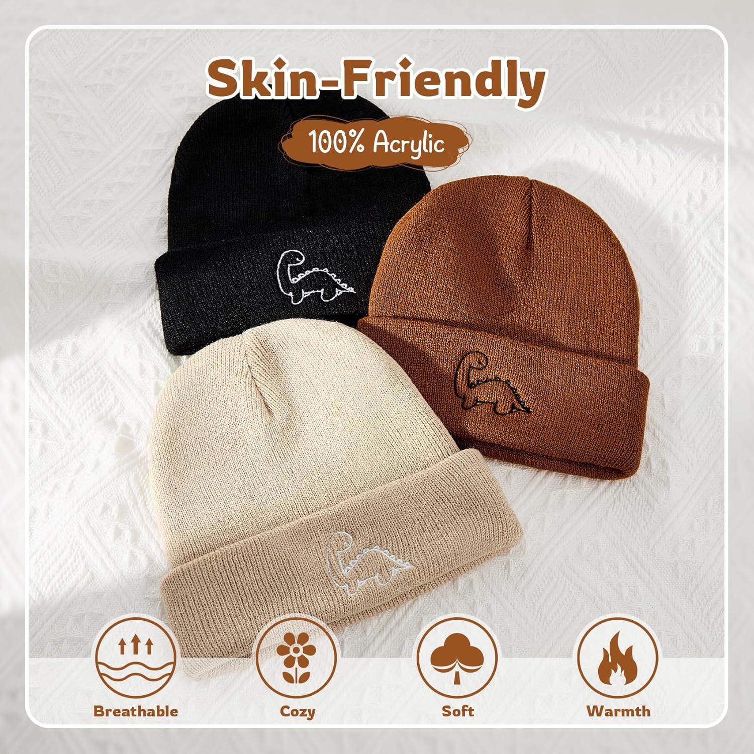 Gorra de Invierno Unisex Durio para Bebés 0-3 Años con Dinosaurio