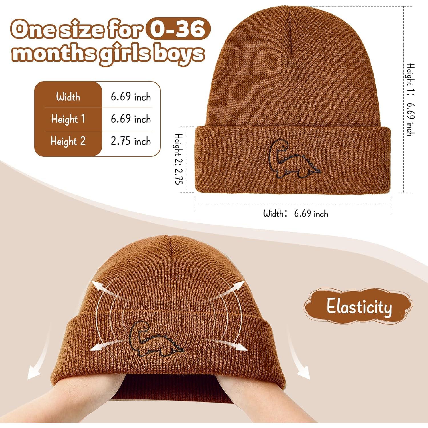 Gorra de Invierno Unisex Durio para Bebés 0-3 Años con Dinosaurio