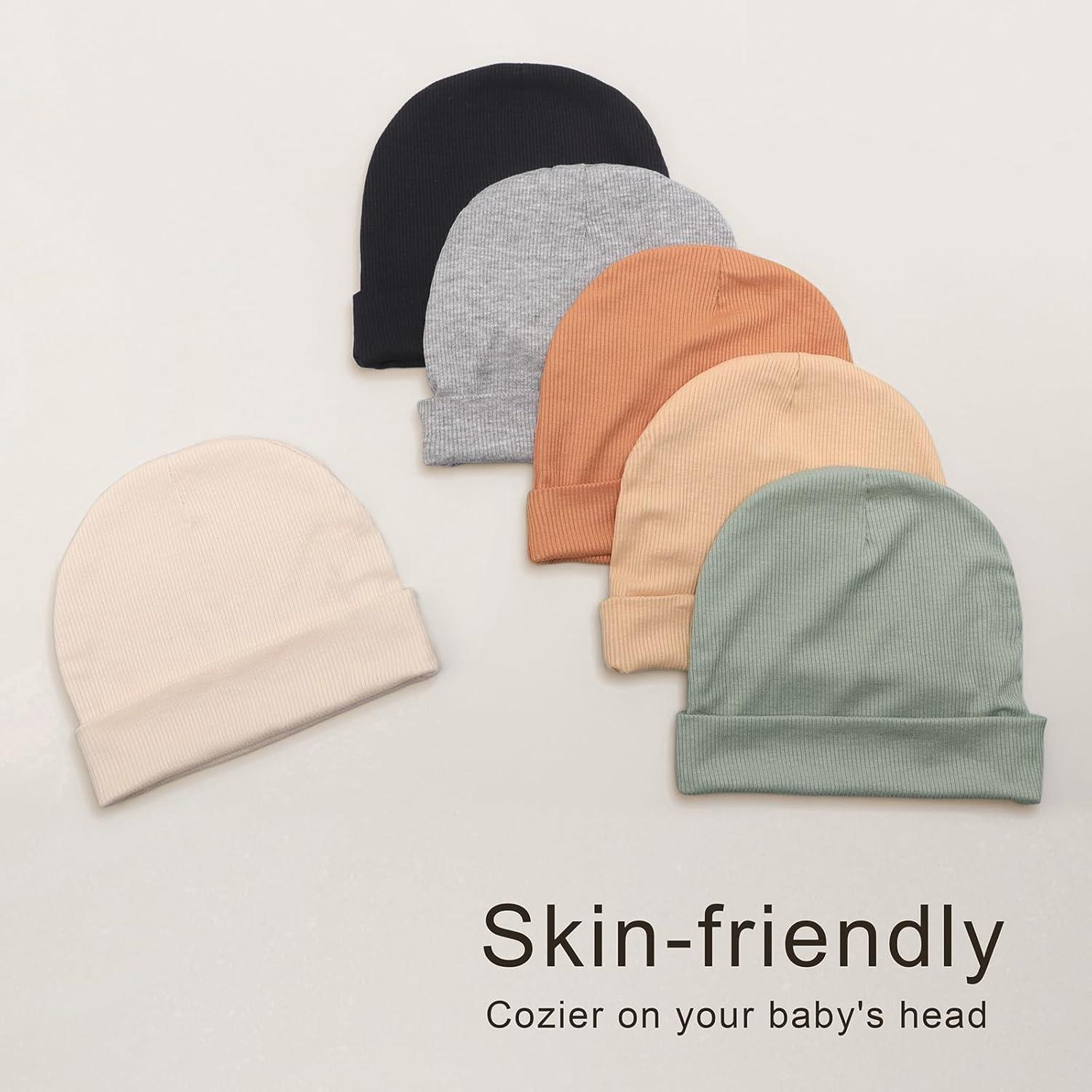 Set de 6 Gorras Beanie Suaves BQUBO para Bebés 0-24 Meses