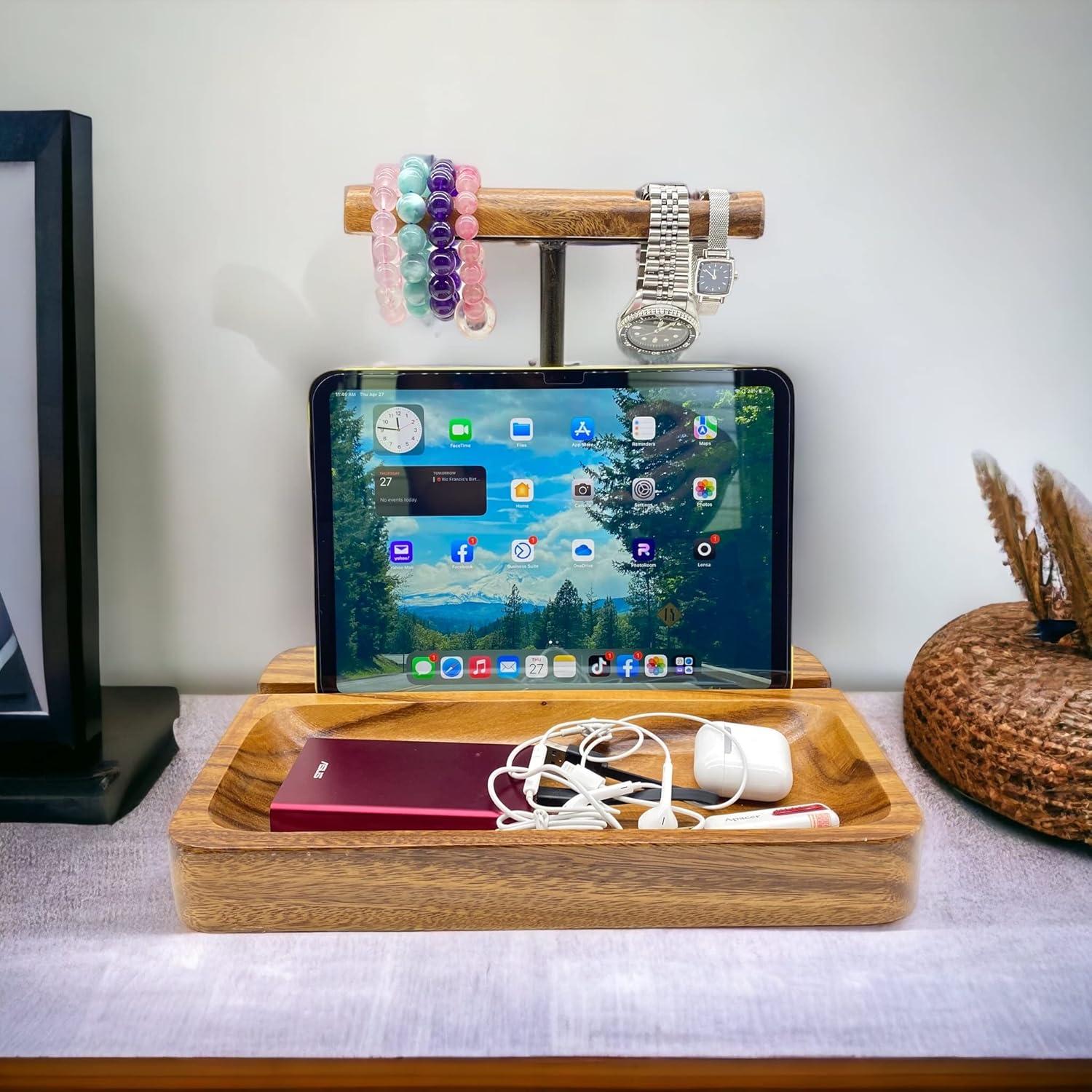 Soporte para Auriculares Doble de Madera Acacia WRIGHTMART