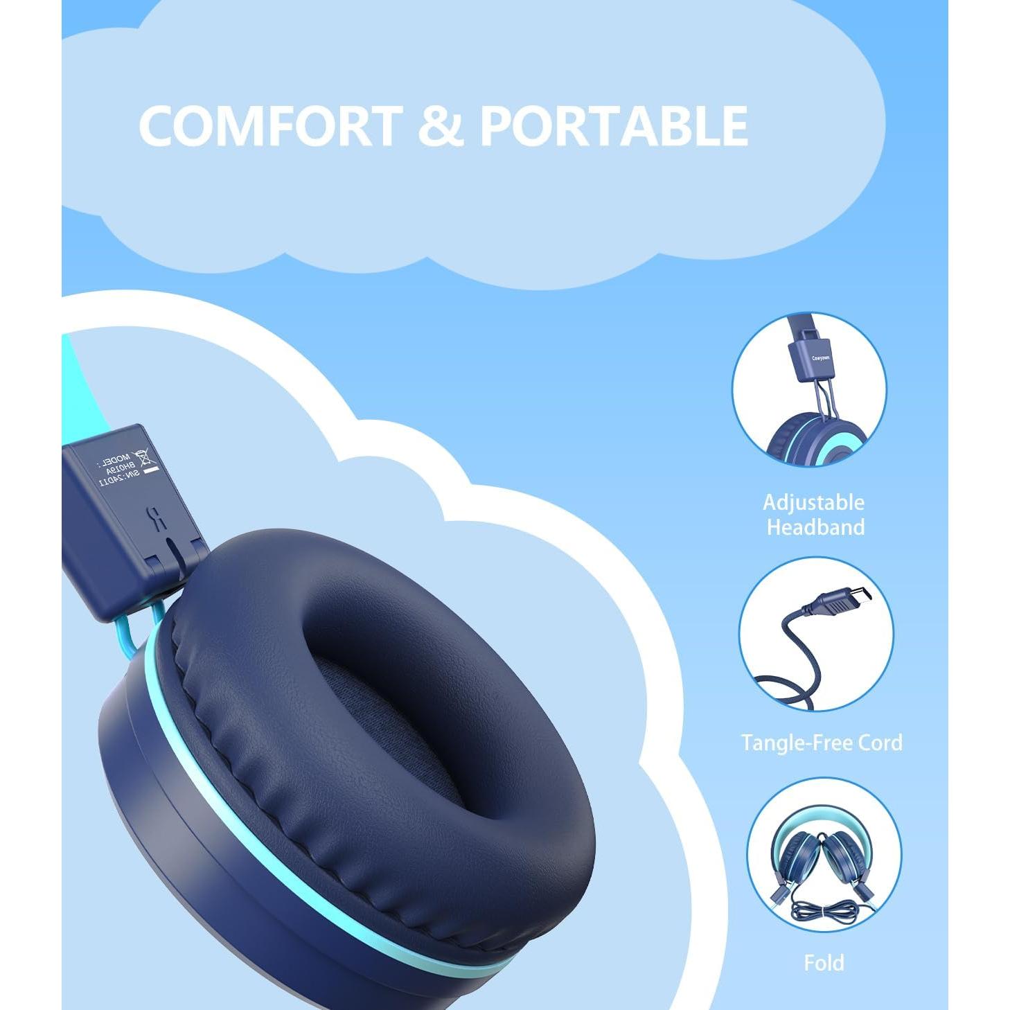 Auriculares USB Tipo C Bywulanda para Niños 94dB Plegables