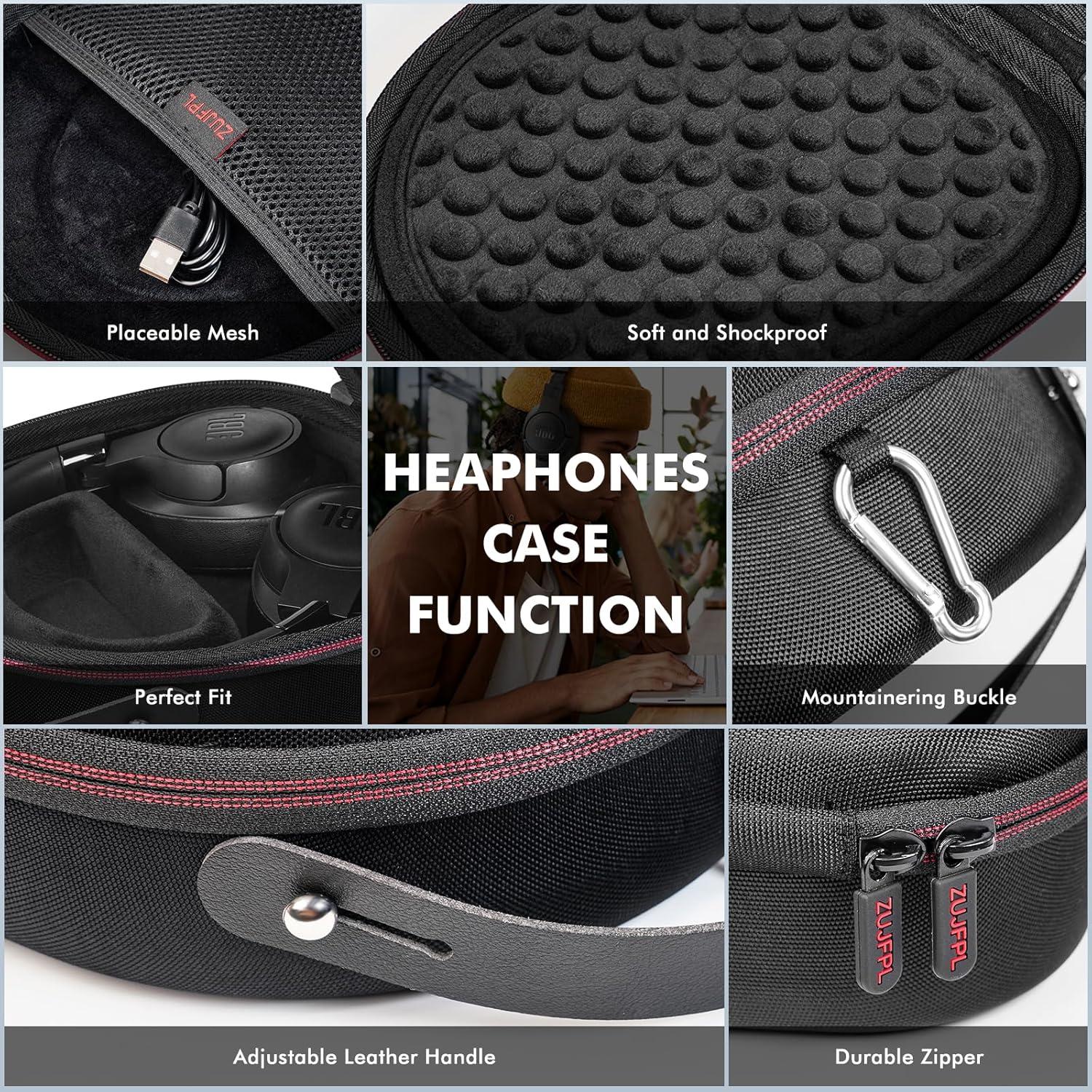 Funda Dura EVA para Auriculares JBL TUN 670NC y Live 670NC - Negro