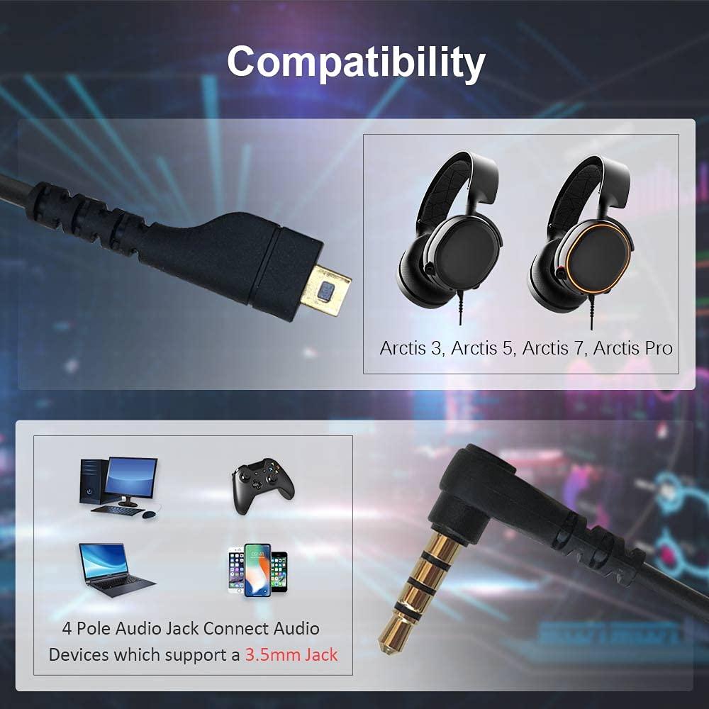 Cable de Audio QJYTH 1.5m para Auriculares SteelSeries Arctis