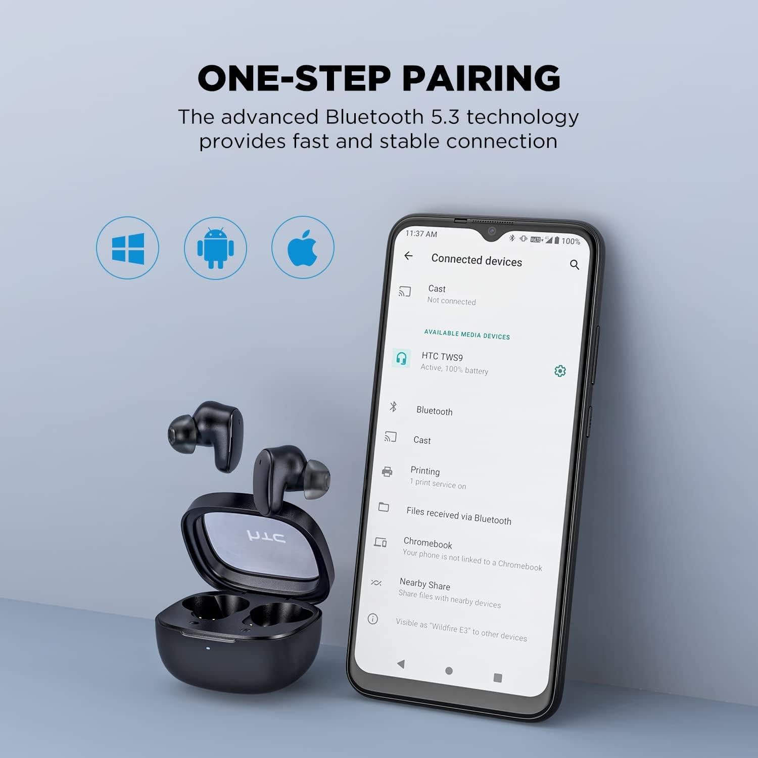 Auriculares Bluetooth Inalámbricos HTC TWS9 5.3 Carga Inalámbrica