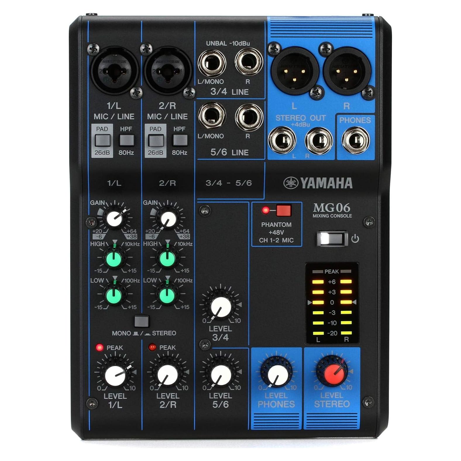 Yamaha MG06 Mezclador Estéreo Compacto 6 Entradas