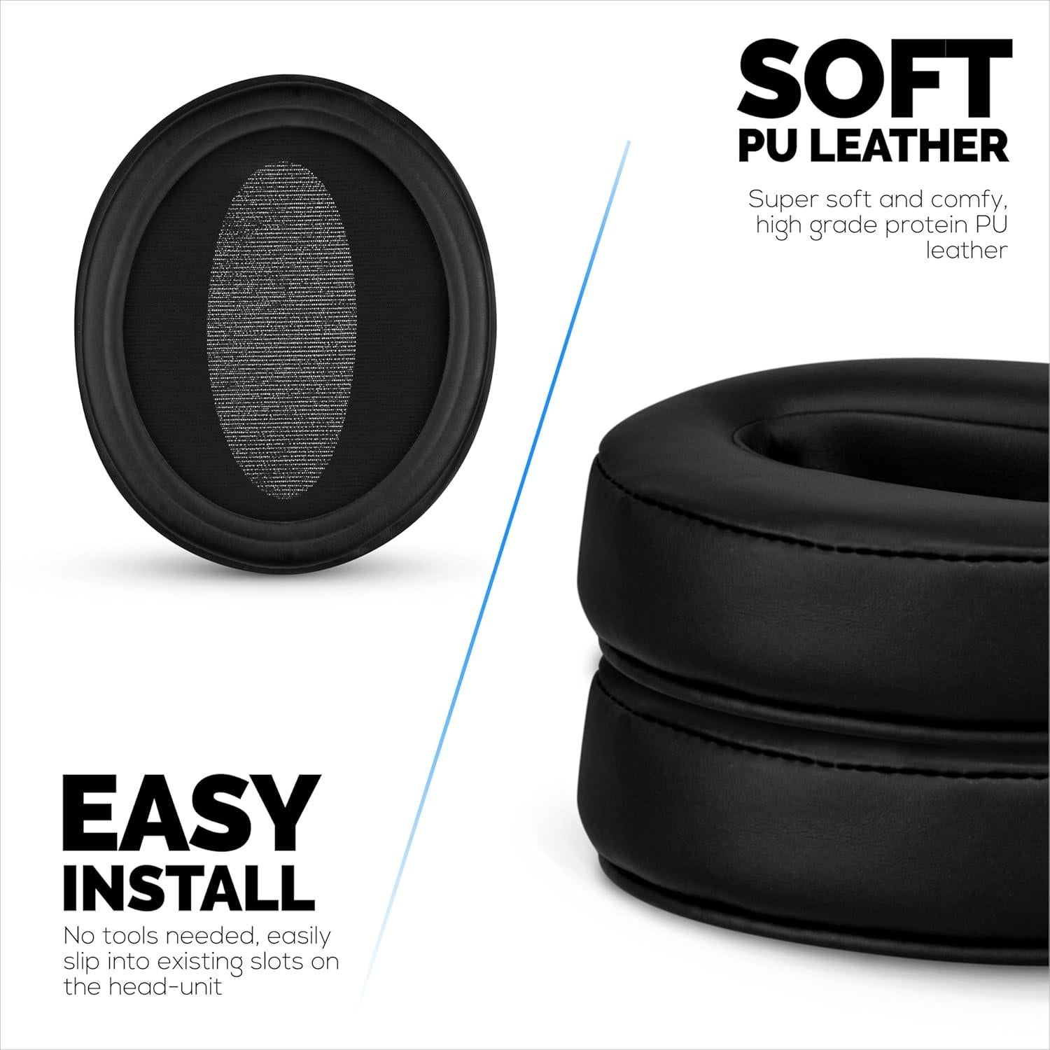 Almohadillas de Reemplazo Brainwavz para Sennheiser HD 4.50 y más - Cuero PU Negro