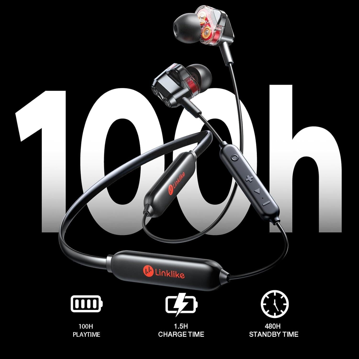 Auriculares Bluetooth LINKLIKE H26 Pro Banda de Cuello IPX7 100H