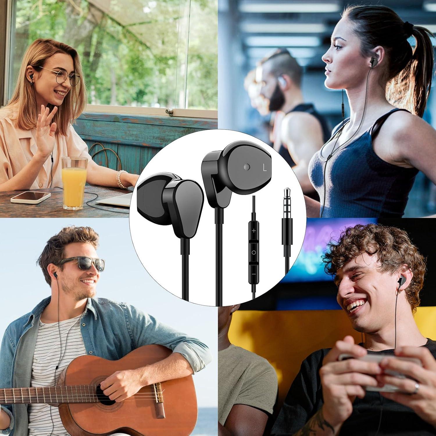 Auriculares con cable ASKUBSKU 3.5mm con micrófono y control