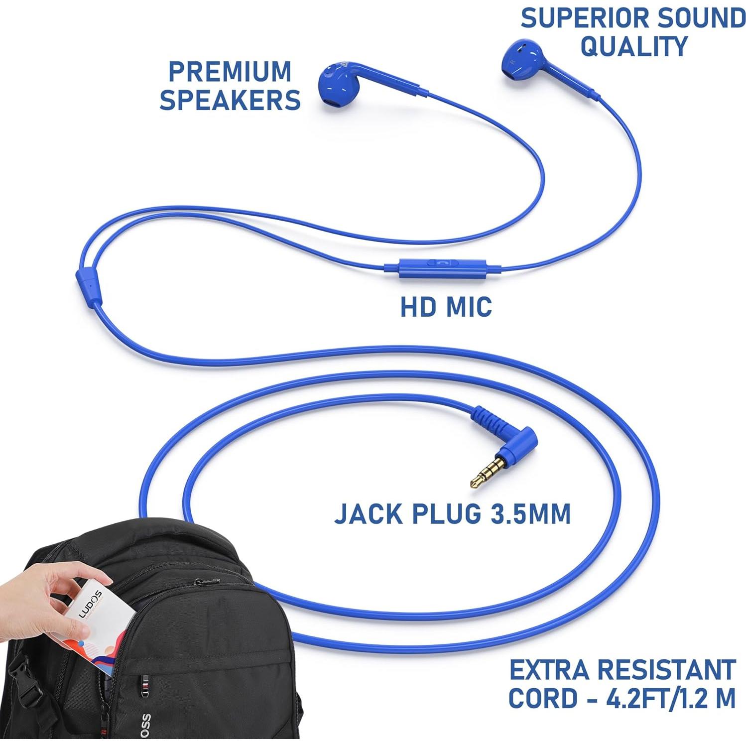 Auriculares con Cable LUDOS ZENITH 3.5mm Azul - Sonido Nítido