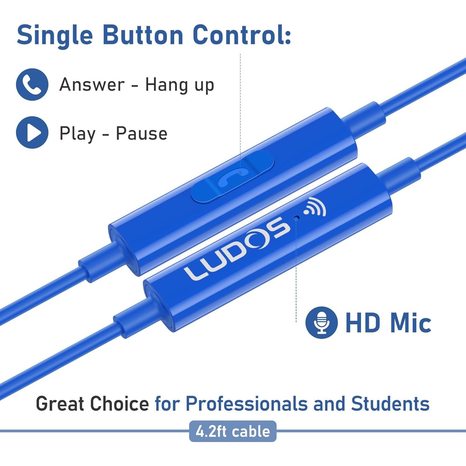 Auriculares con Cable LUDOS ZENITH 3.5mm Azul - Sonido Nítido