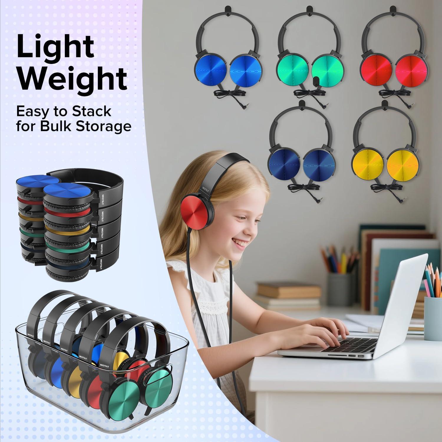 Auriculares para Niños MKDTNJT HTC004 - Paquete de 5 Colores