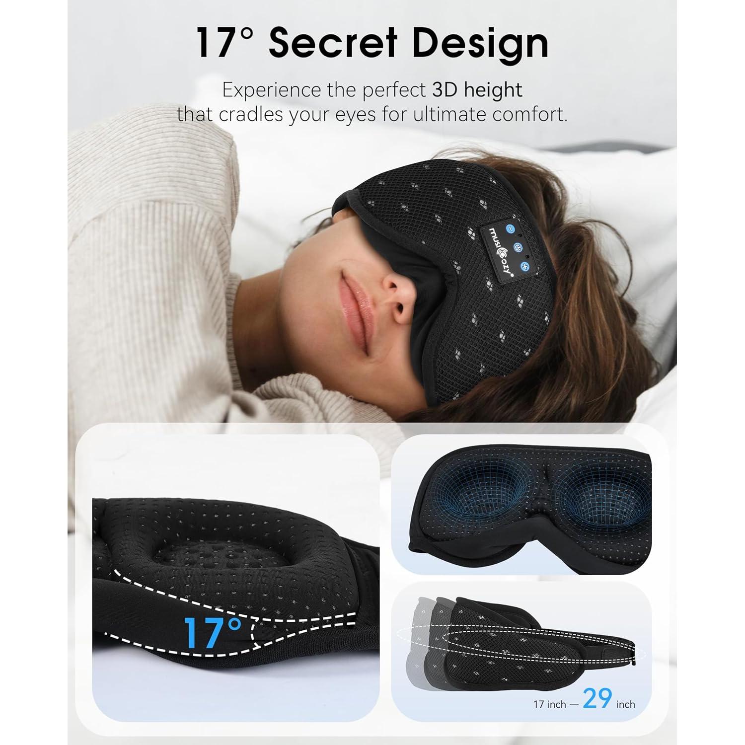 MUSICOZY Máscara Bluetooth 5.4 con Auriculares para Dormir