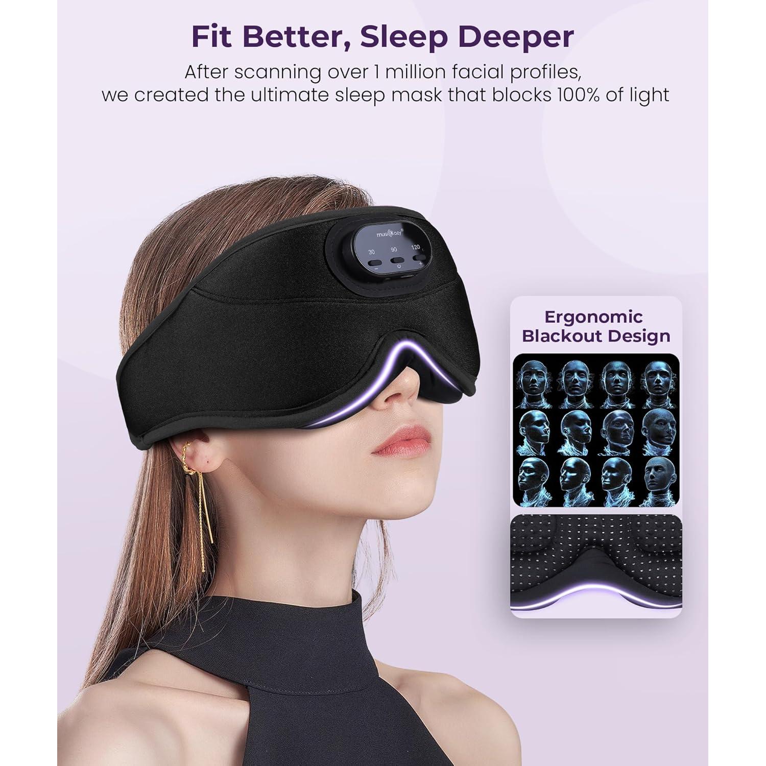 MUSICOZY Máscara de Sueño Bluetooth 3D con Auriculares Inalámbricos