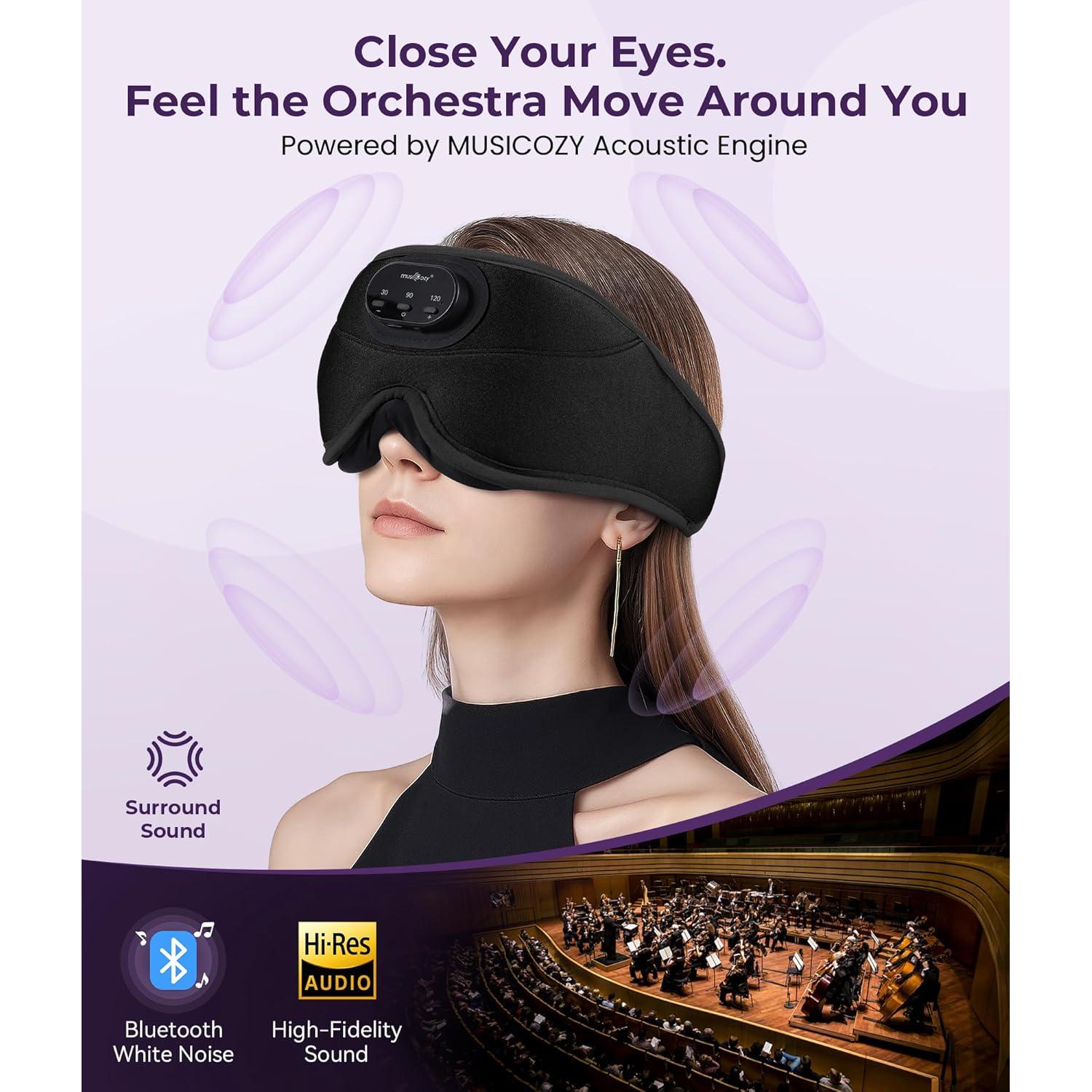 MUSICOZY Máscara de Sueño Bluetooth 3D con Auriculares Inalámbricos