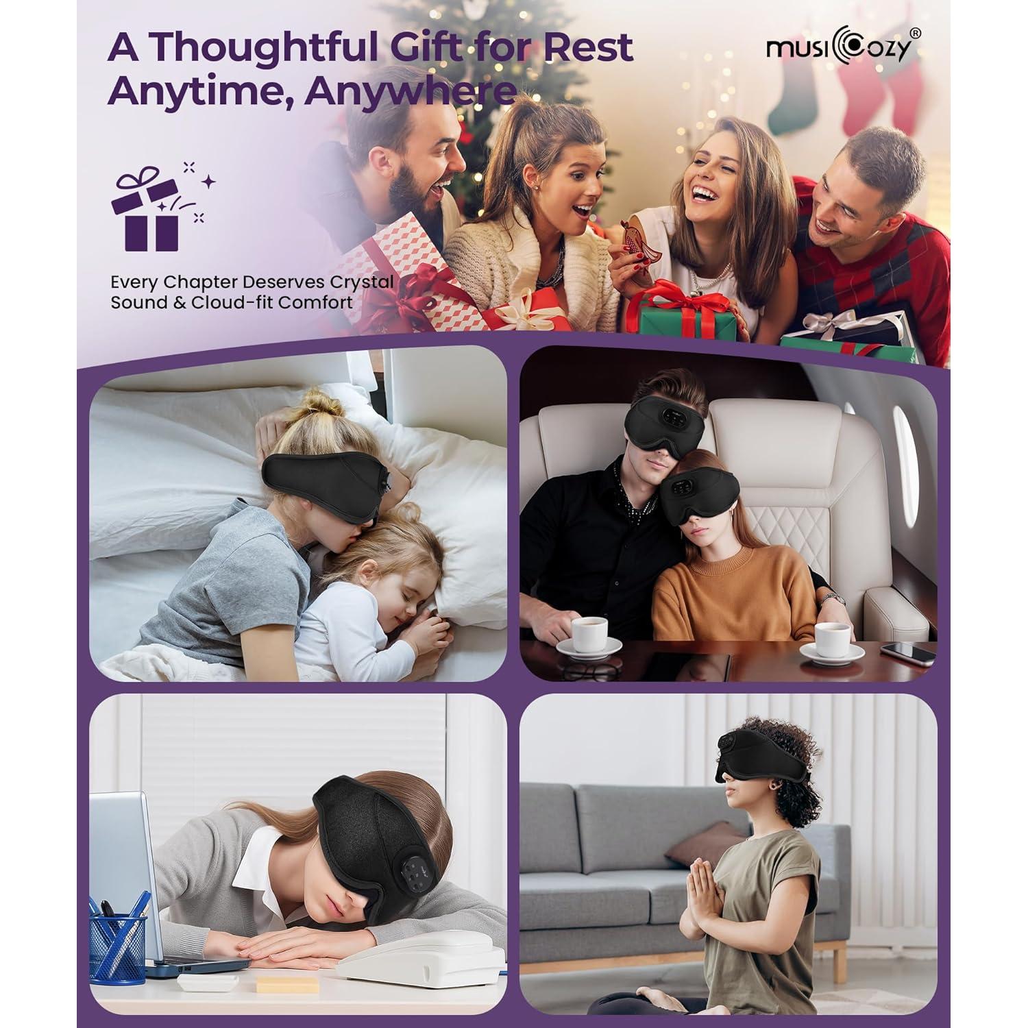 MUSICOZY Máscara de Sueño Bluetooth 3D con Auriculares Inalámbricos