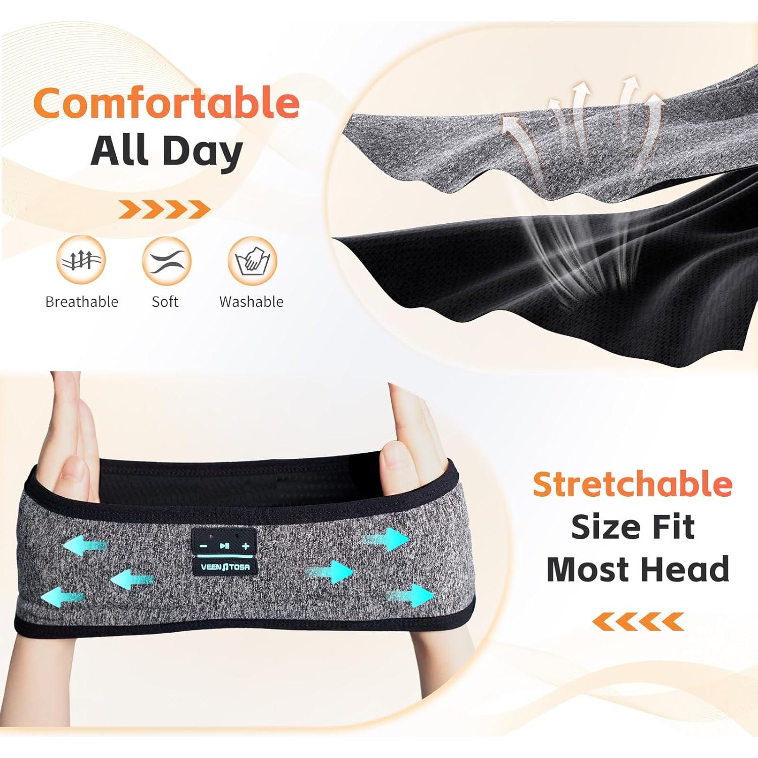 Auriculares para dormir Bluetooth 6.0 Veeniitosr OLIVER 20h gris