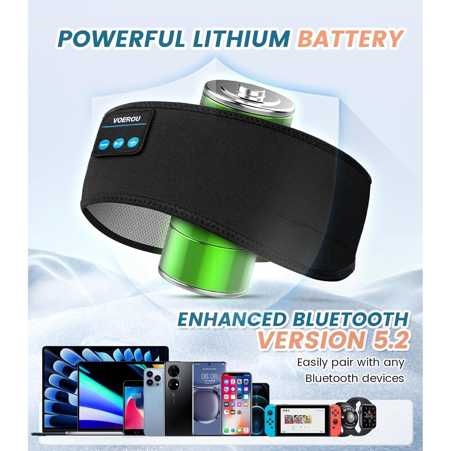 Auriculares para dormir Voerou Bluetooth 5.4 diadema deportiva