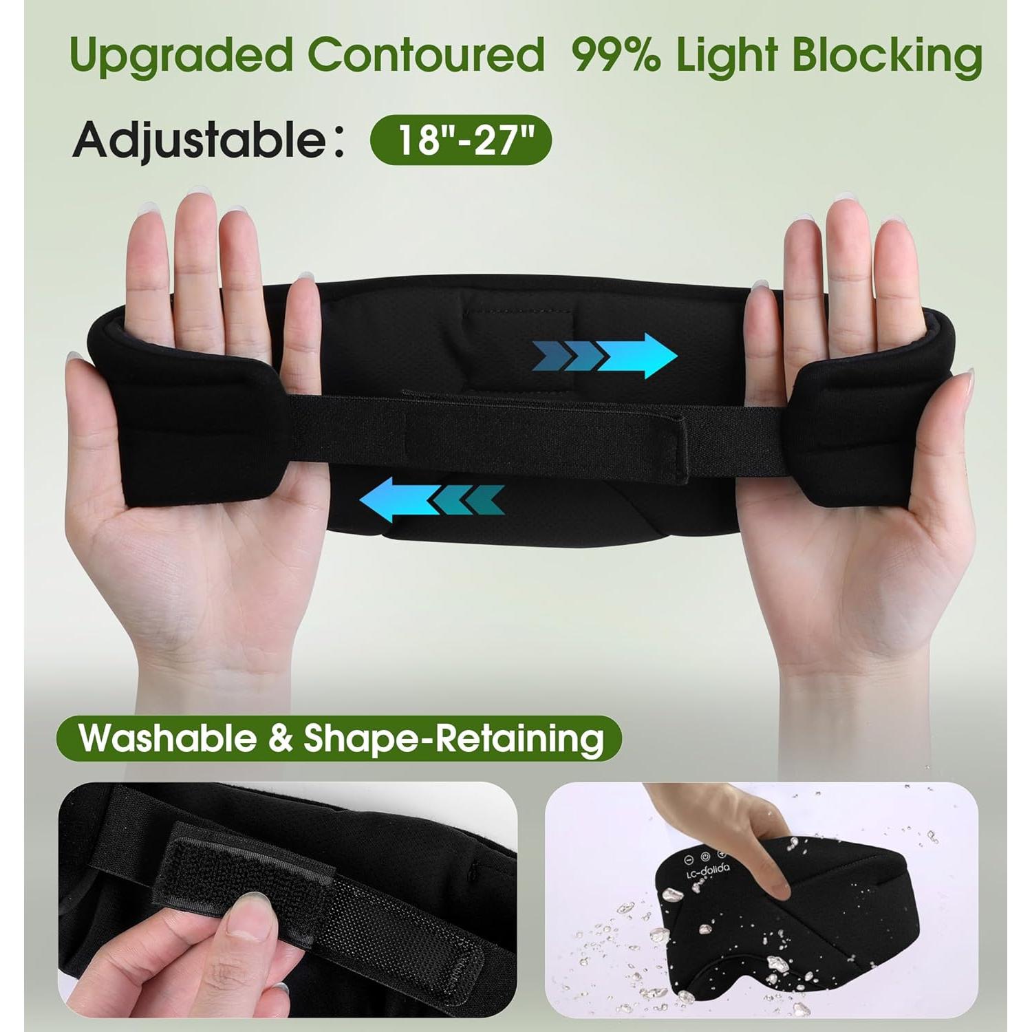 Máscara para dormir Bluetooth 5.4 LC-dolida, algodón de bambú, negro