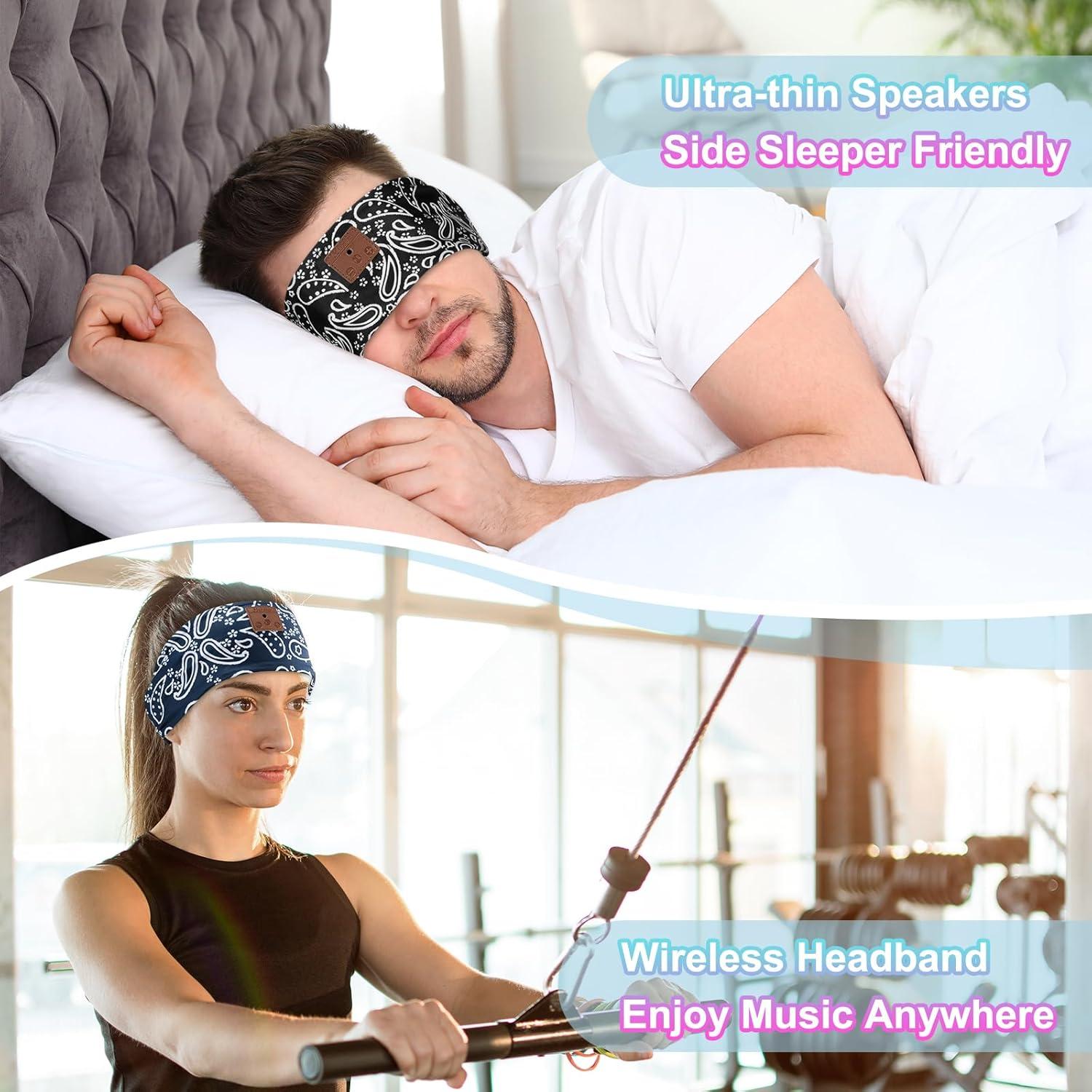 Auriculares para dormir Bluetooth BULYPAZY 2-Pack - Negro y Azul