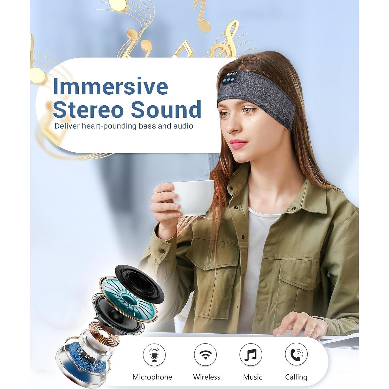 Auriculares Bluetooth para Dormir Perytong - Banda Ajustable con Micrófono