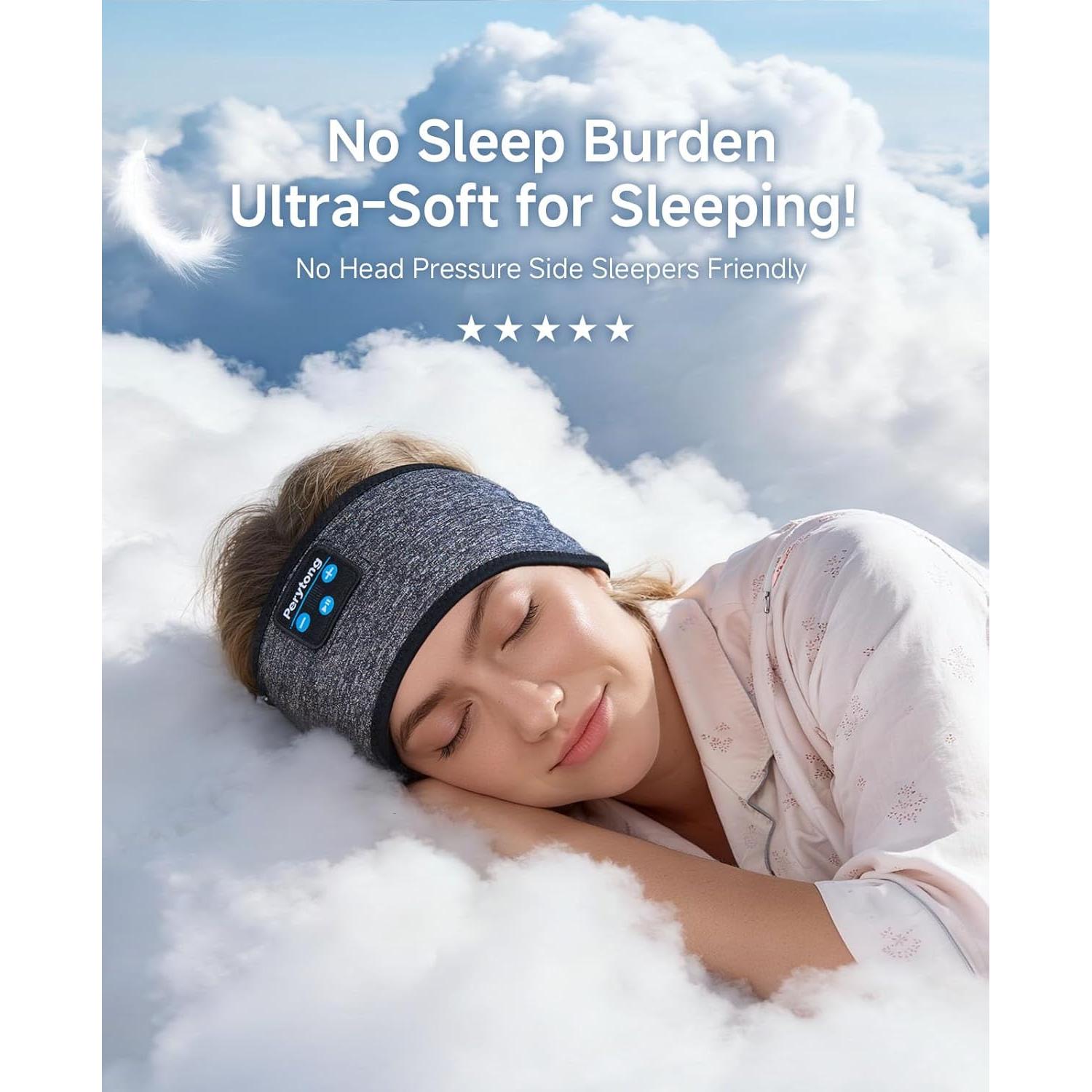 Auriculares para dormir Bluetooth 5.4 Perytong con banda gris