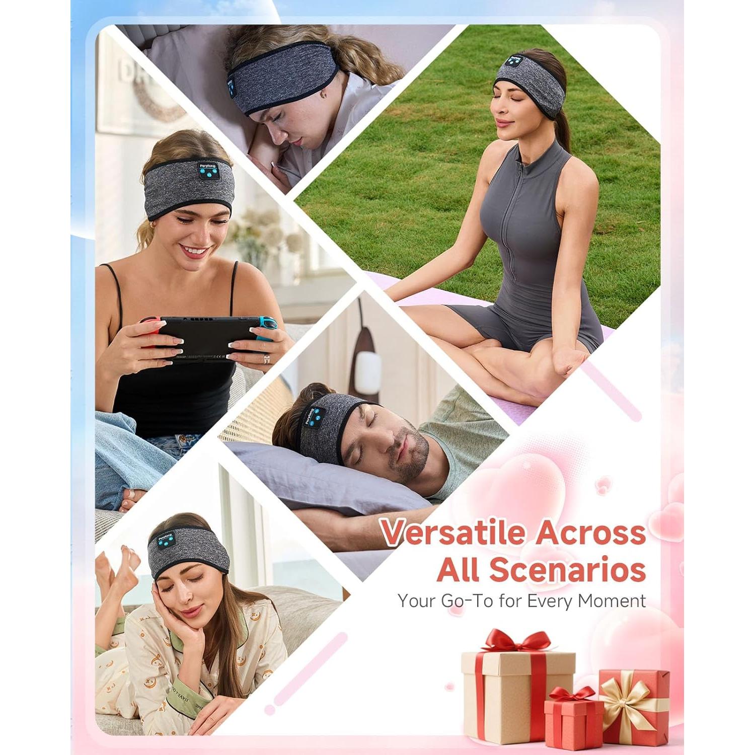 Auriculares para dormir Bluetooth 5.4 Perytong con banda gris