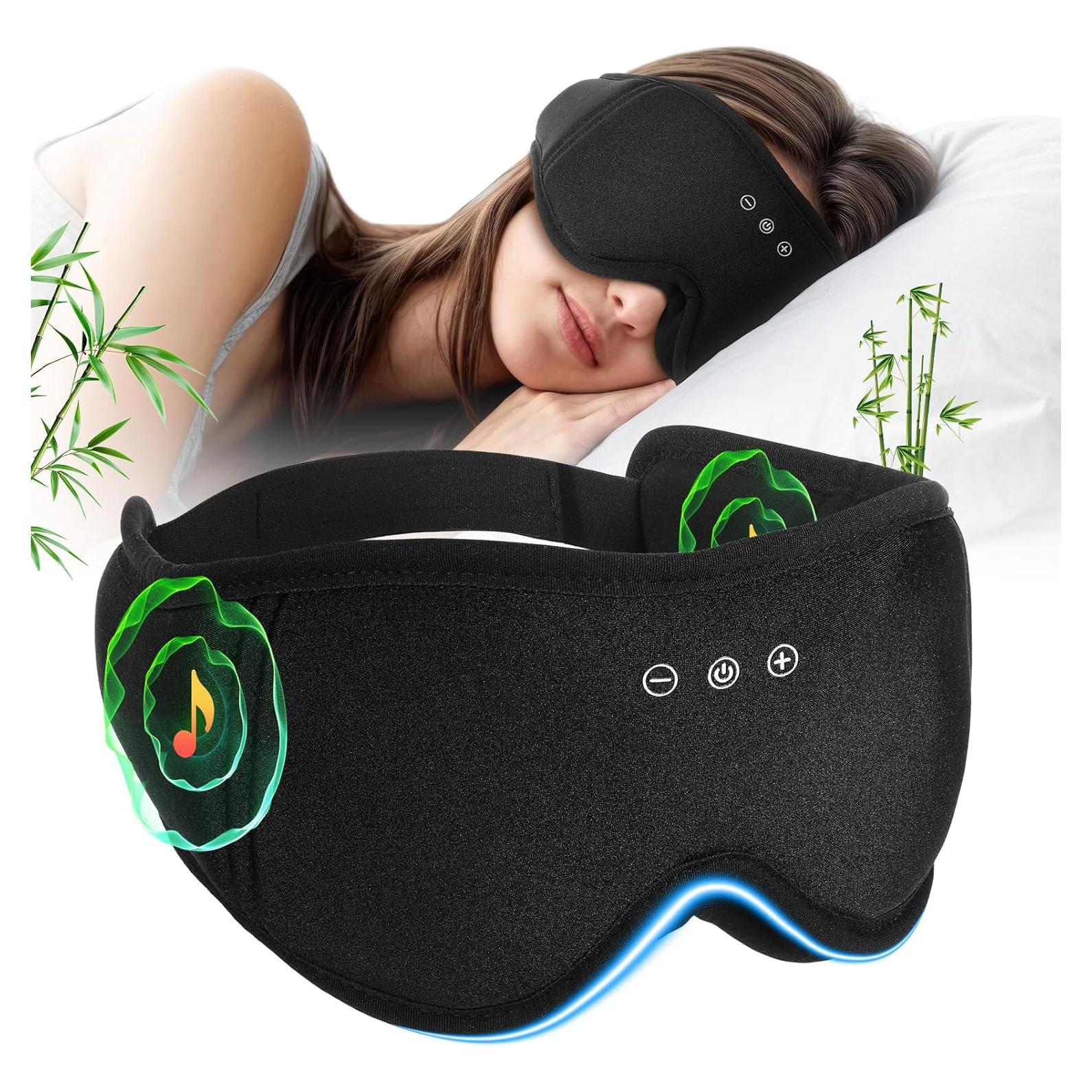 Máscara de Ojos Bluetooth ZHENYEMEI 3D Algodón Bambú Negro