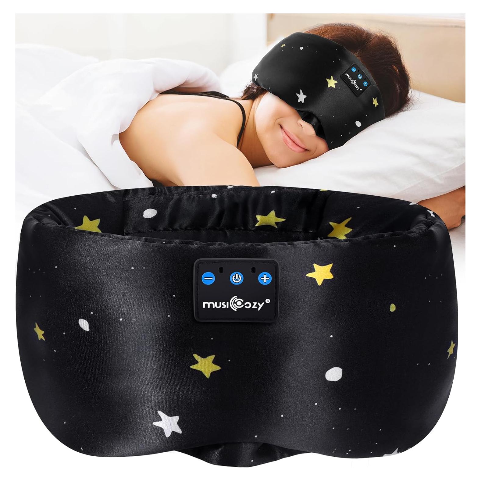 MUSICOZY Máscara de Sueño Bluetooth de Seda de Morera con Sonido HD