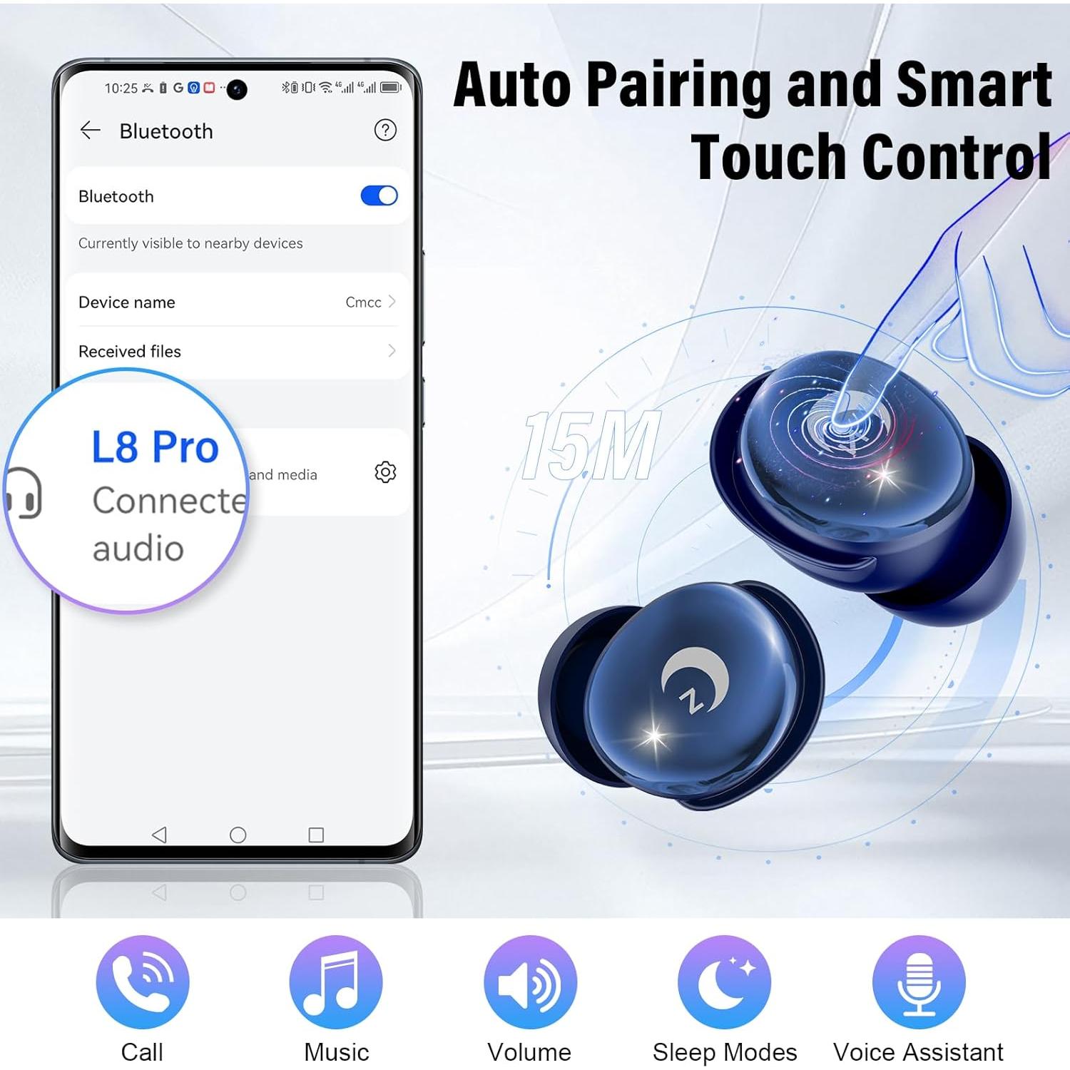 Auriculares para dormir Bluetooth 5.4 L8 Pro IPX7 Azul