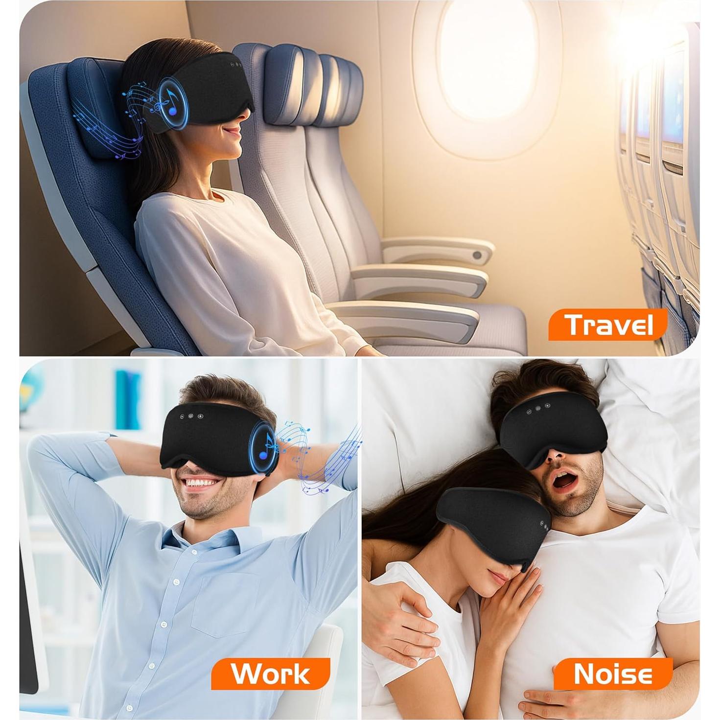 Máscara de Sueño Bluetooth AHUIARGY 3D Contorneada con Auriculares