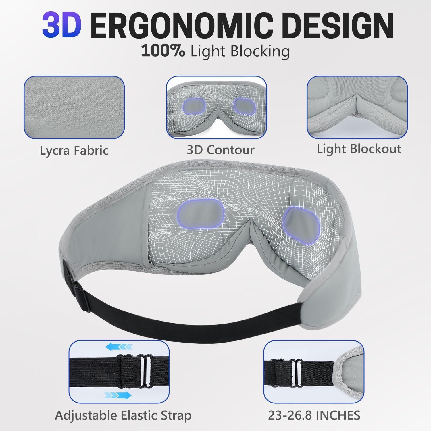 Máscara de Sueño Bluetooth Aurya 3D con Altavoces Estéreo HD