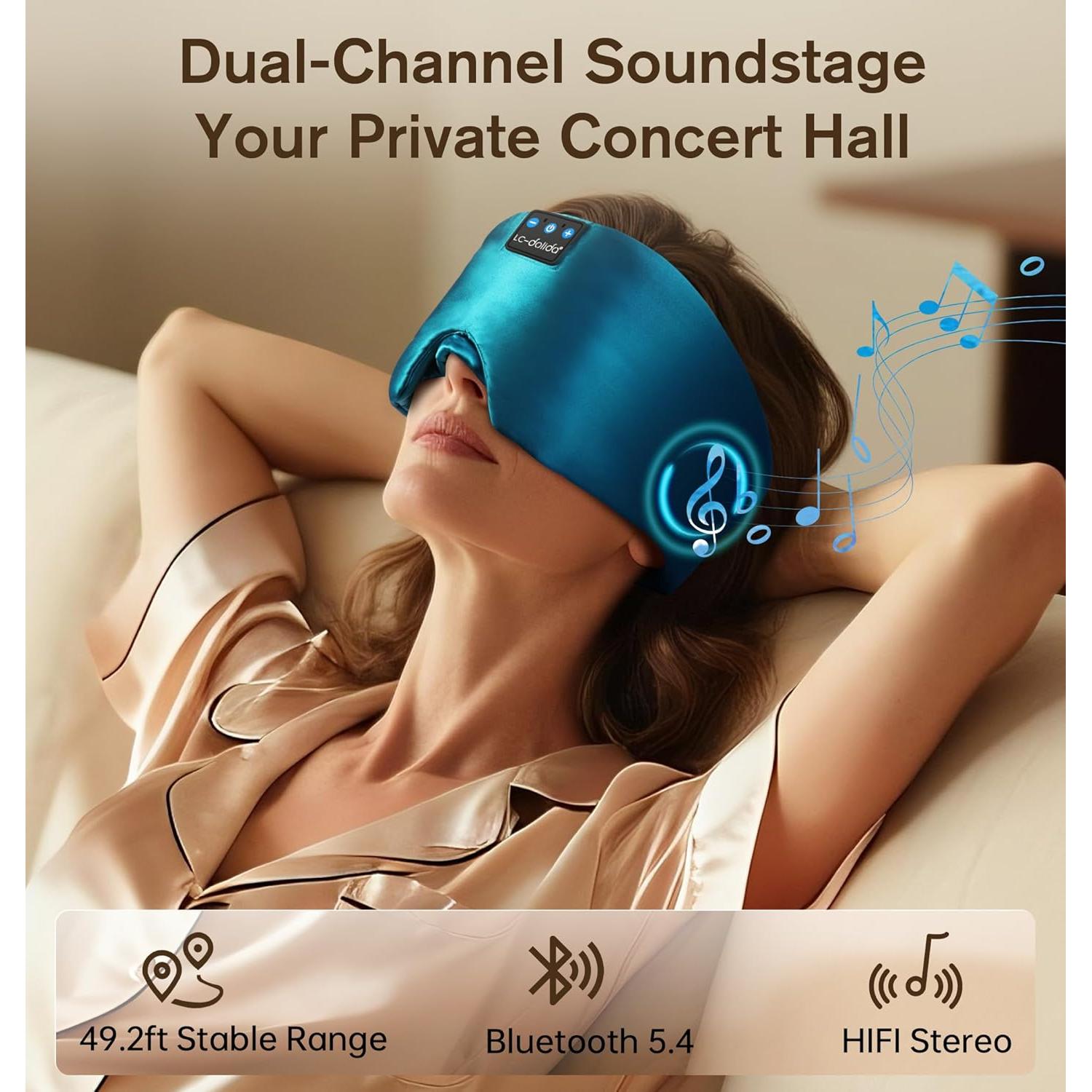 Máscara de Sueño de Seda LC-dolida con Auriculares Bluetooth 5.4